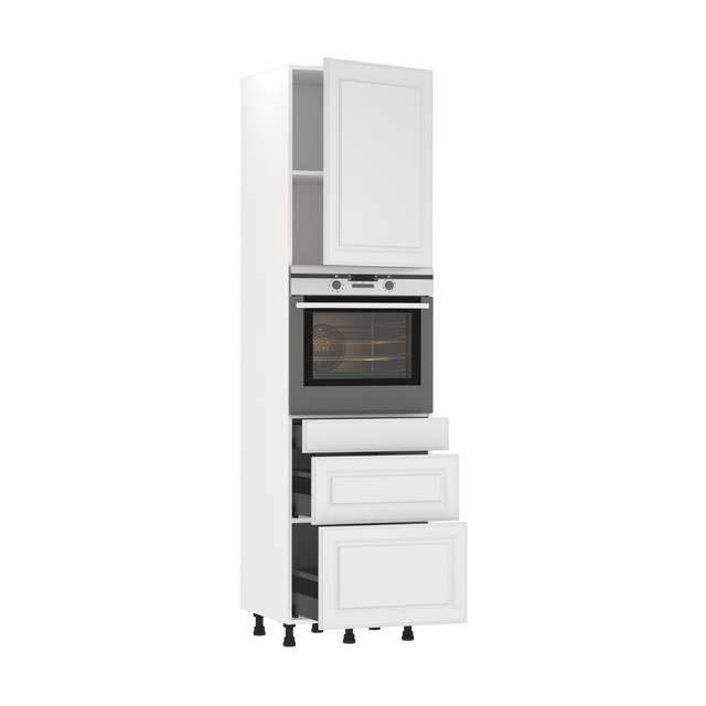 Colonne four de cuisine Oxford blanc 1 porte et 3 tiroirs H215 x l60