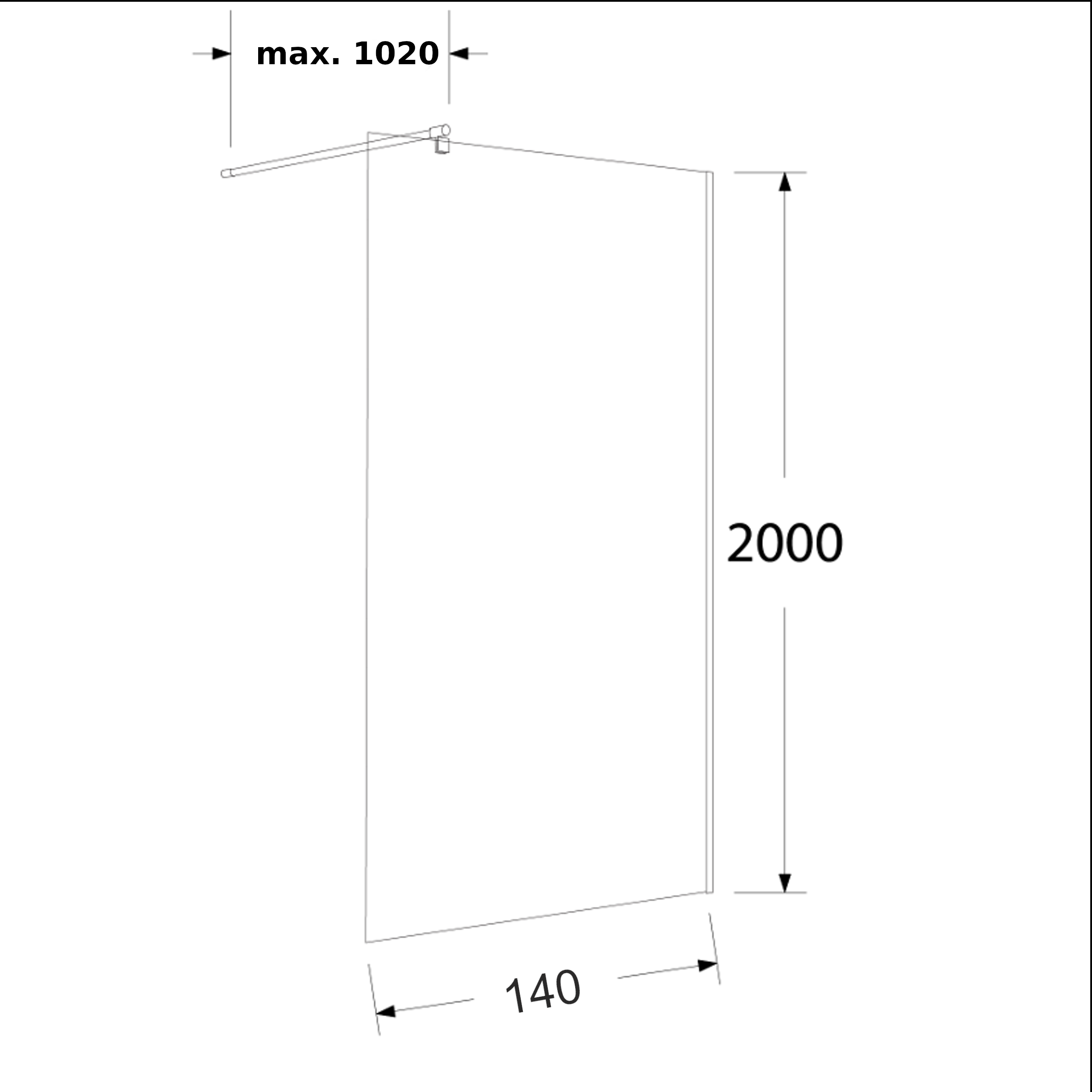 Kabina Walk-in Easy In 140x200 transparentna profil czarny Sea-Horse - 2