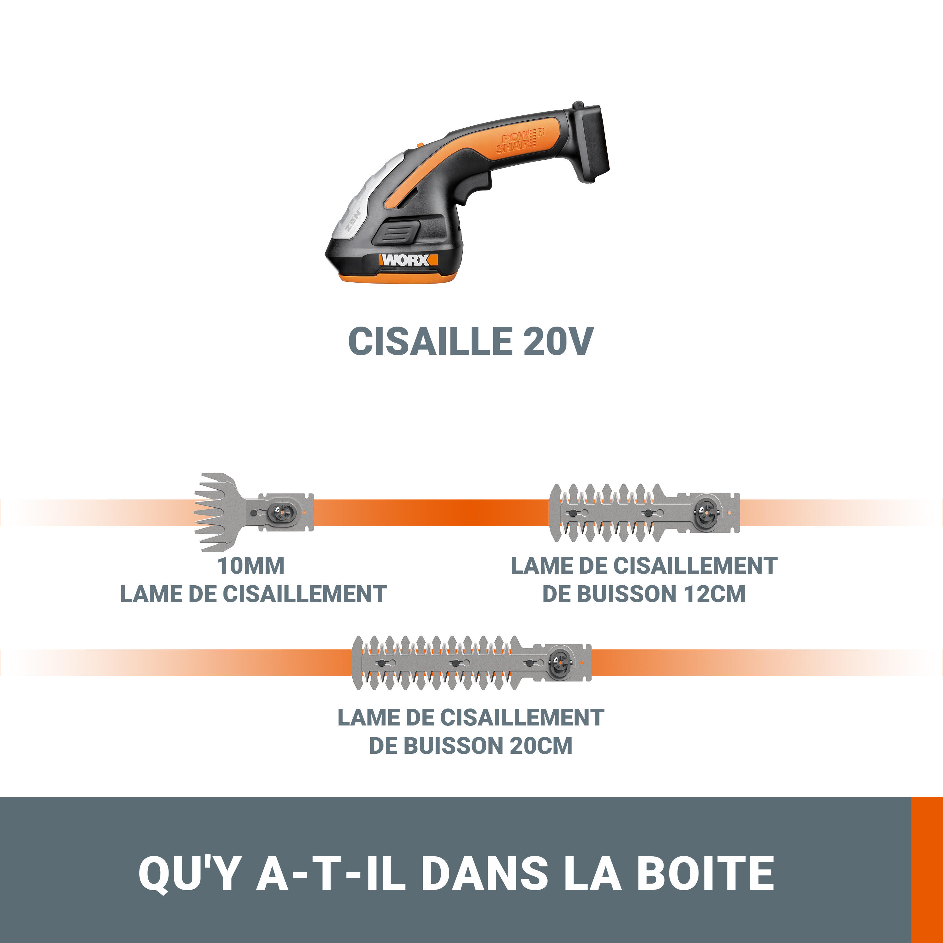 Sculpte-haies et Taille-herbes 20V WORX - WG801E.91 (Sans batterie ni chargeur) - 6