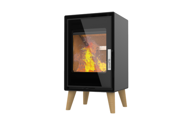 Poêle à bois SUPRA Jacco pied bois noir, 4.8 kW