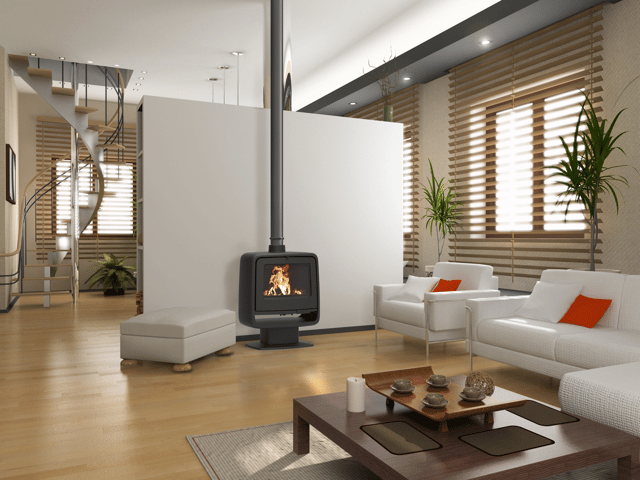 Poêle à bois SUPRA Paul sur pied noir, 10 kW