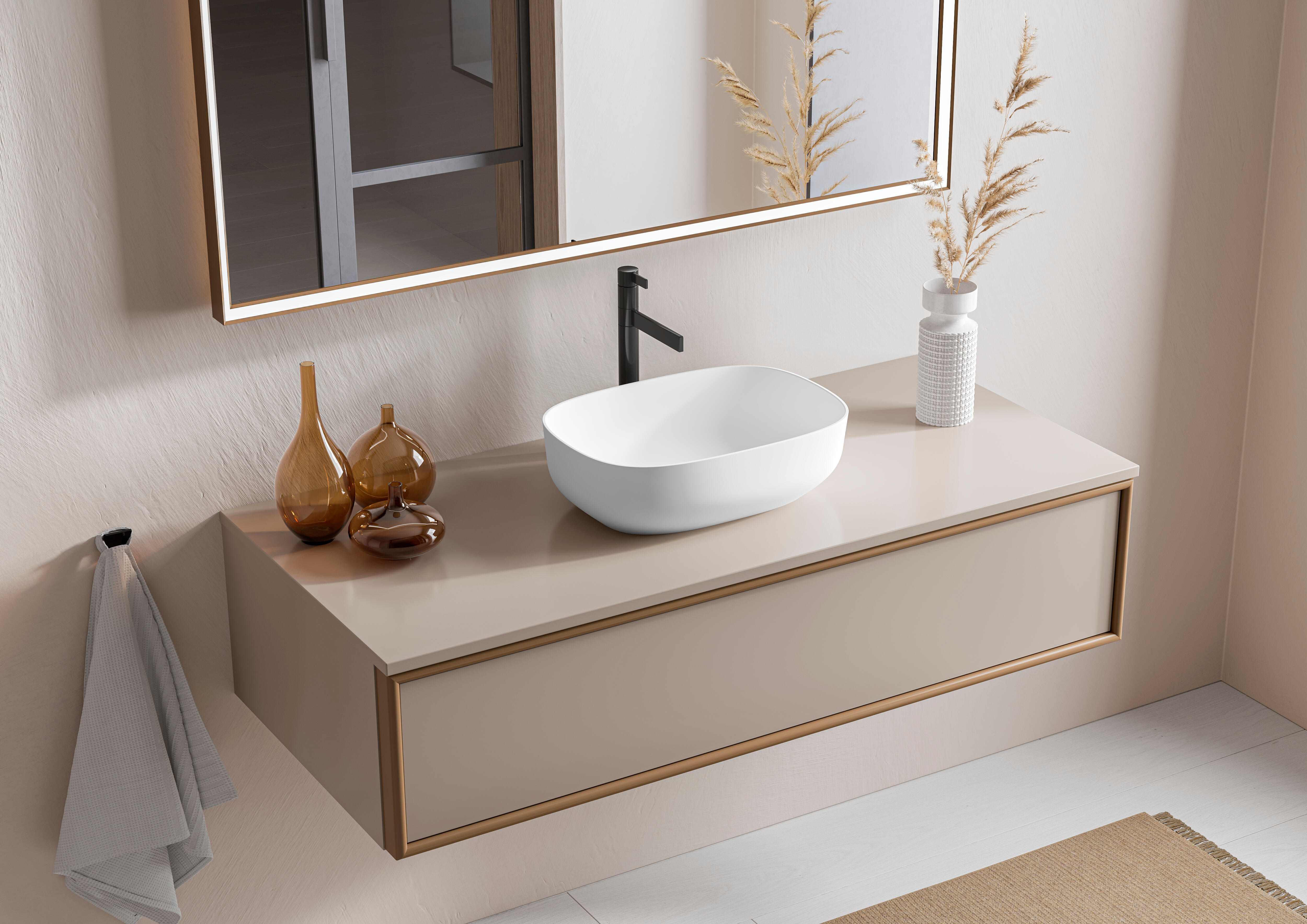 Lavabo de sobreponer Solid Vegas  mate 42x12.5x30 cm - 2