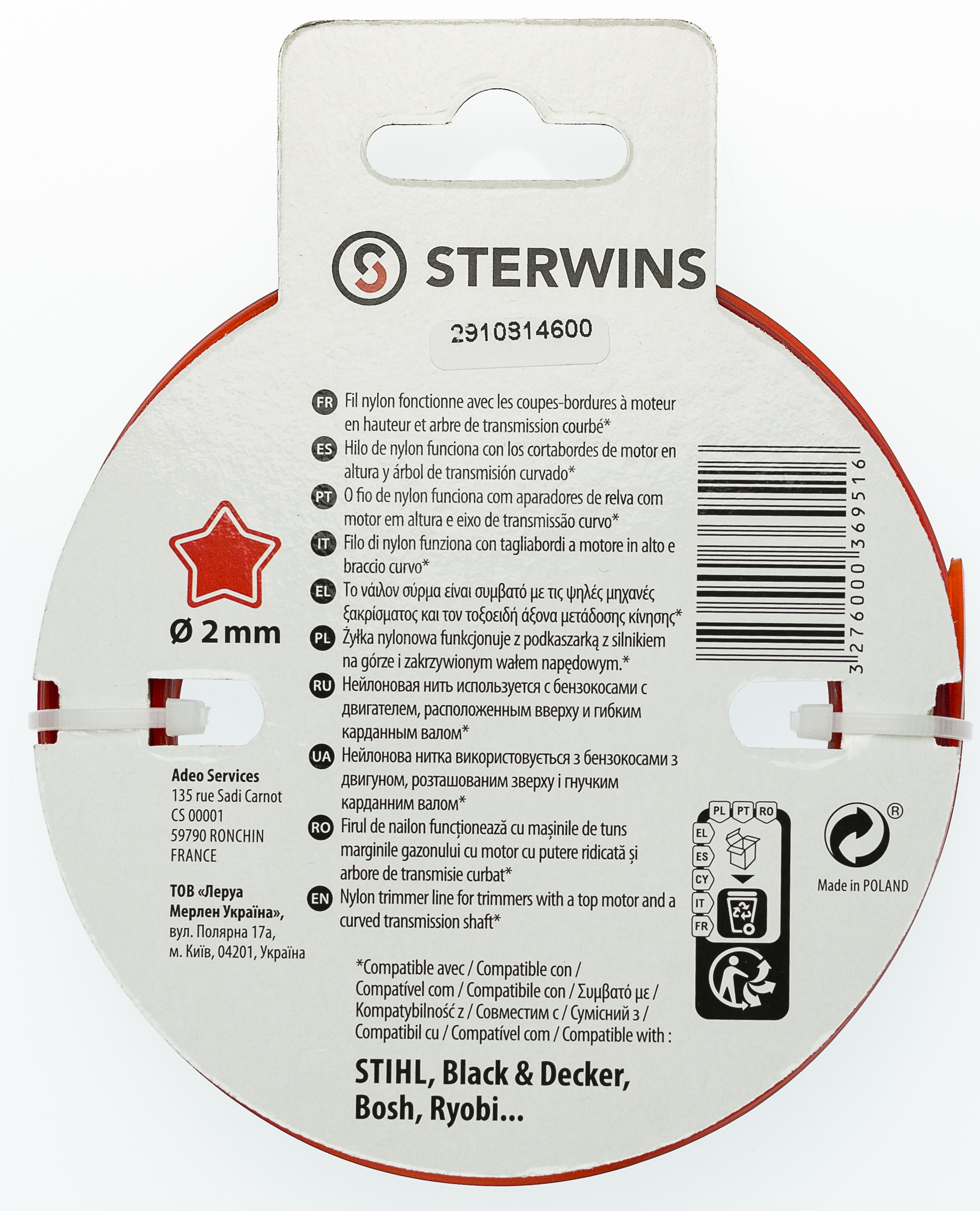 Hilo para cortabordes sterwins 15 m 2.5 mm