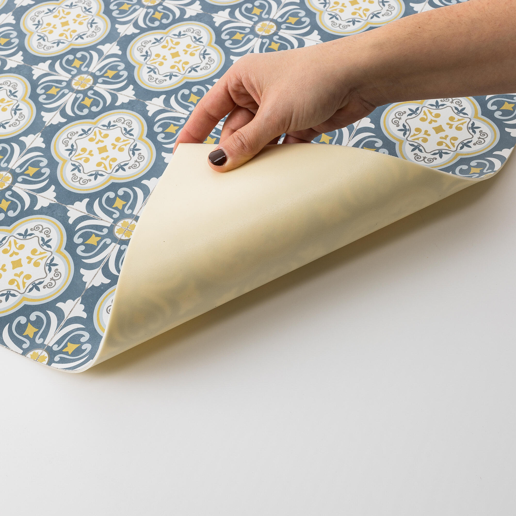 Alfombra pie de cama pvc Esco exterior/interior 48x110cm tejido plano base antideslizante mosaico multicolor - 8