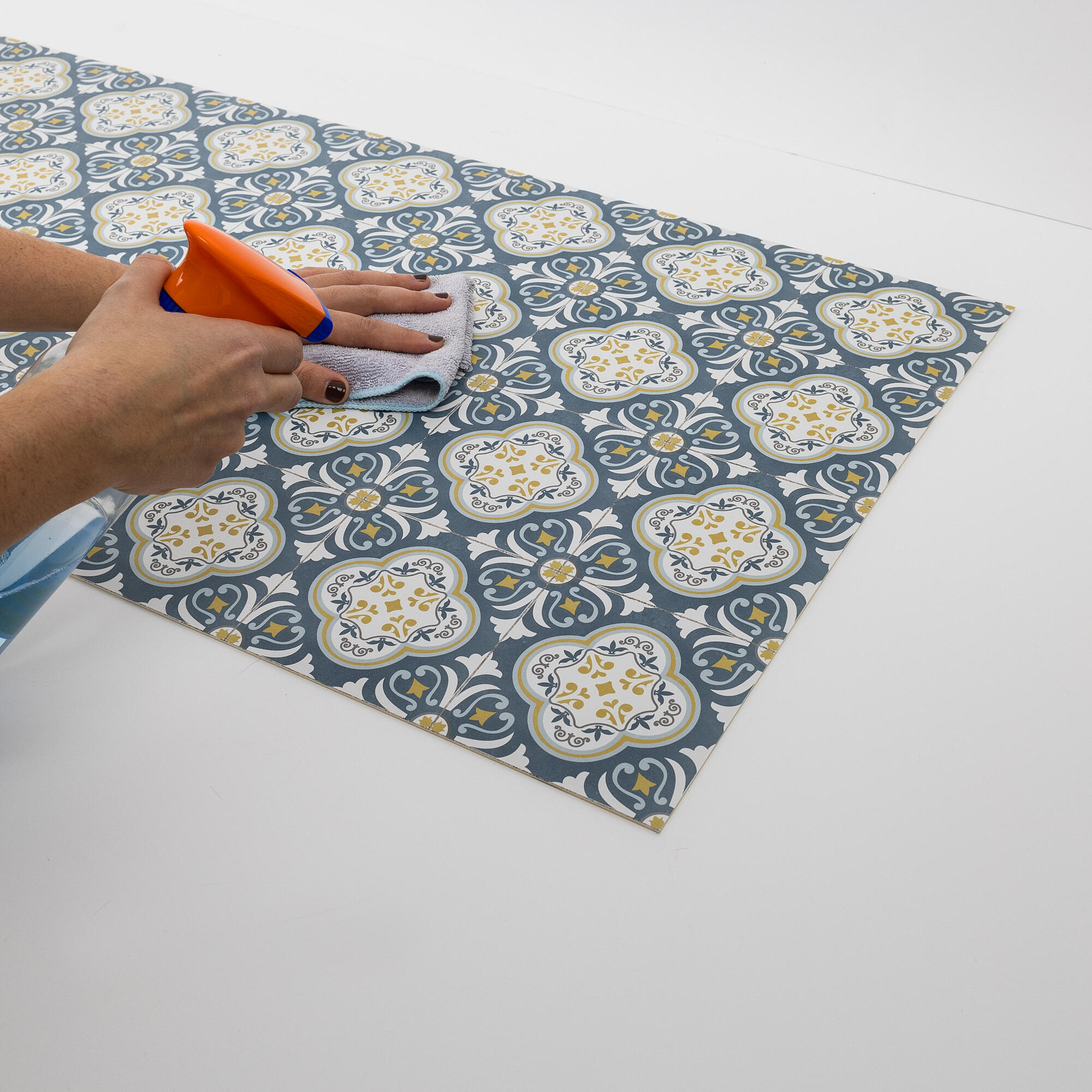 Alfombra pie de cama pvc Esco exterior/interior 48x110cm tejido plano base antideslizante mosaico multicolor - 6