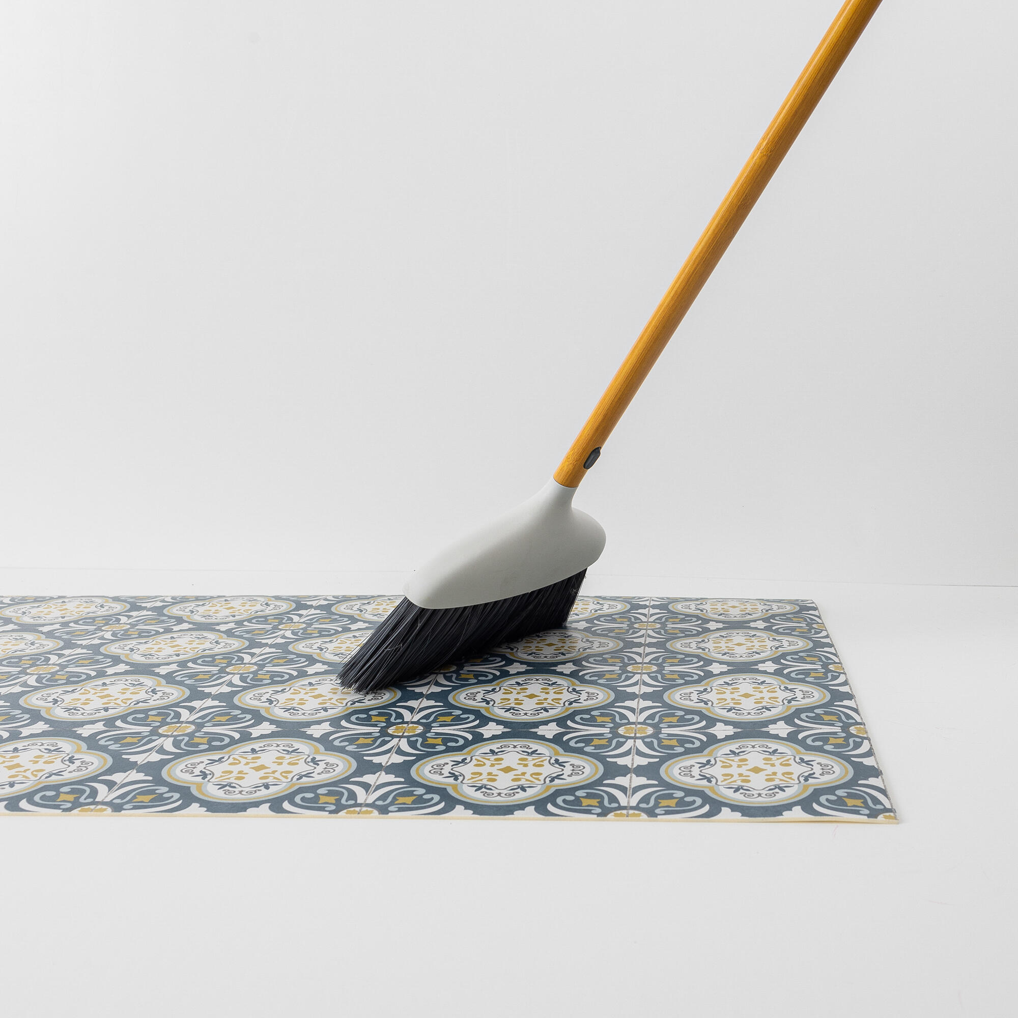 Alfombra pie de cama pvc Esco exterior/interior 48x110cm tejido plano base antideslizante mosaico multicolor - 5