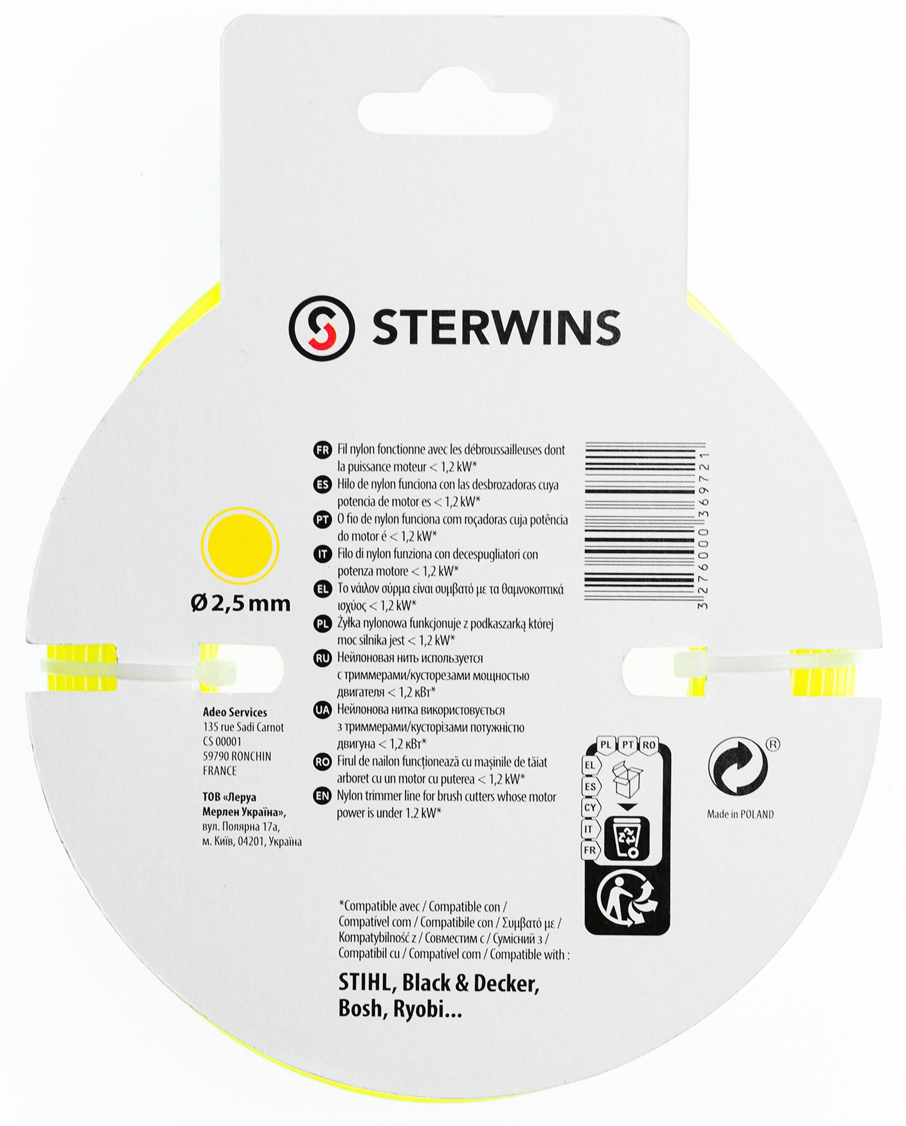 Żyłka tnąca S2SQSN3_1 2.5 mm x 30 m Sterwins - 2