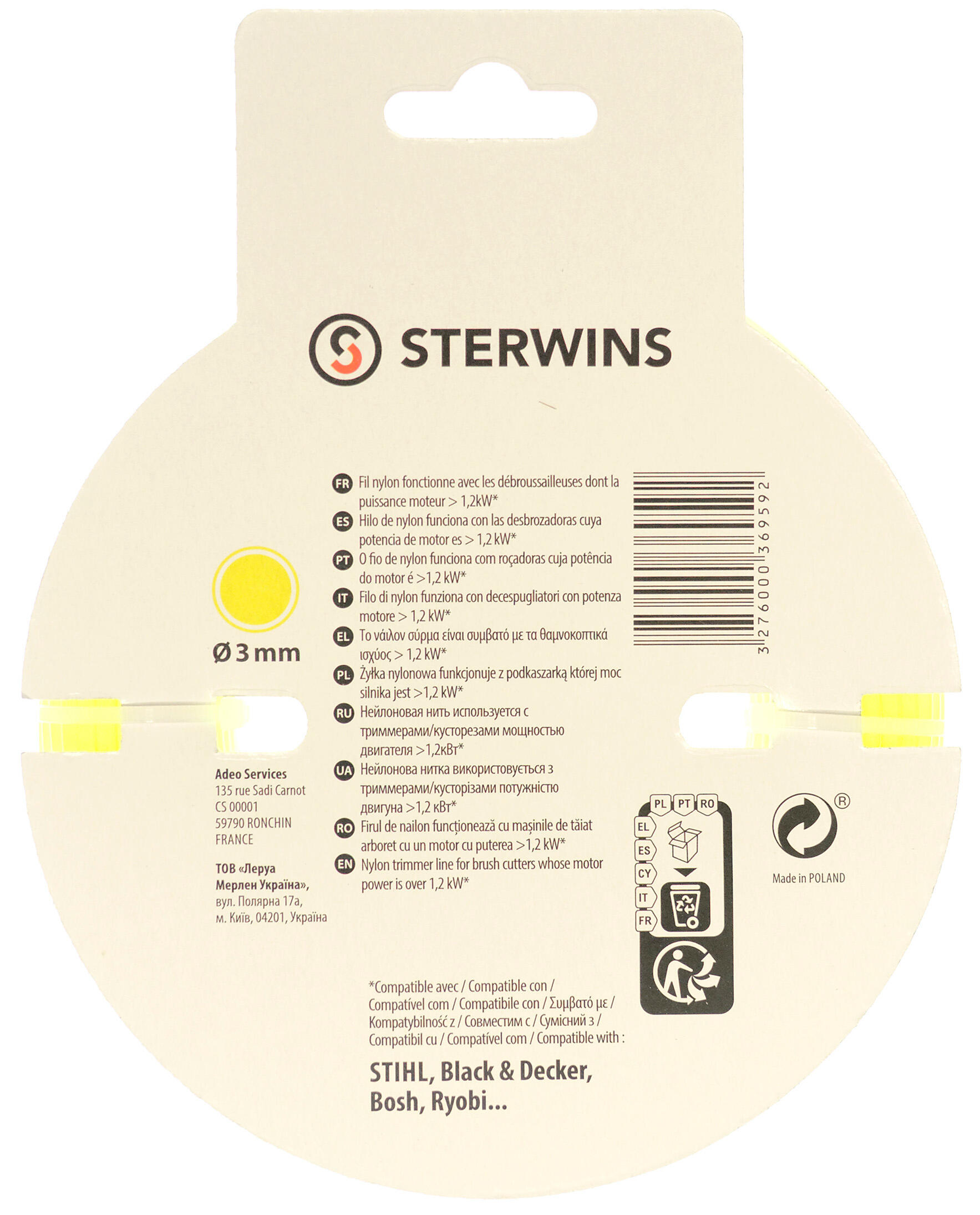 Żyłka tnąca S2SQSN4_4 3 mm x 30 m Sterwins - 2