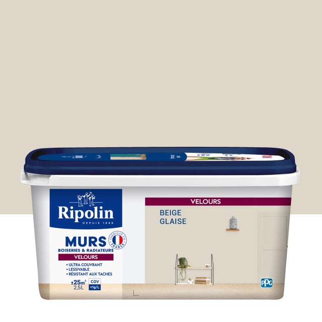 Peinture mur beige glaise velours RIPOLIN Intérieur 2.5l