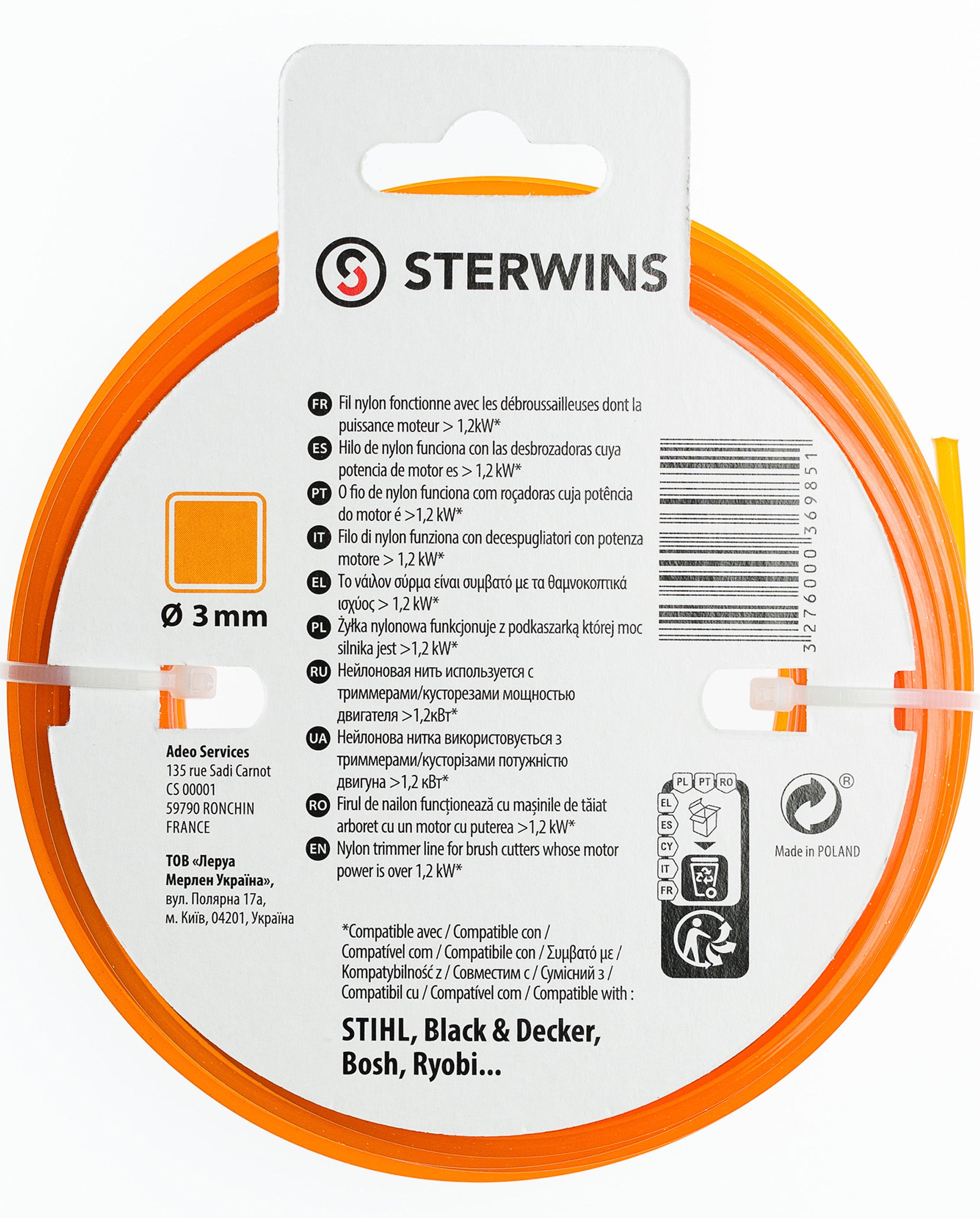 Żyłka tnąca S3ECN4_1 3 mm x 15 m Sterwins - 2