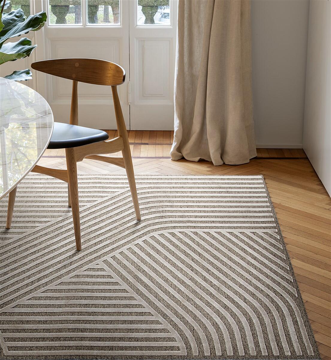 Tappeto Mayfair geometrico in viscosa tortora, L 290 x L 200 cm - 3