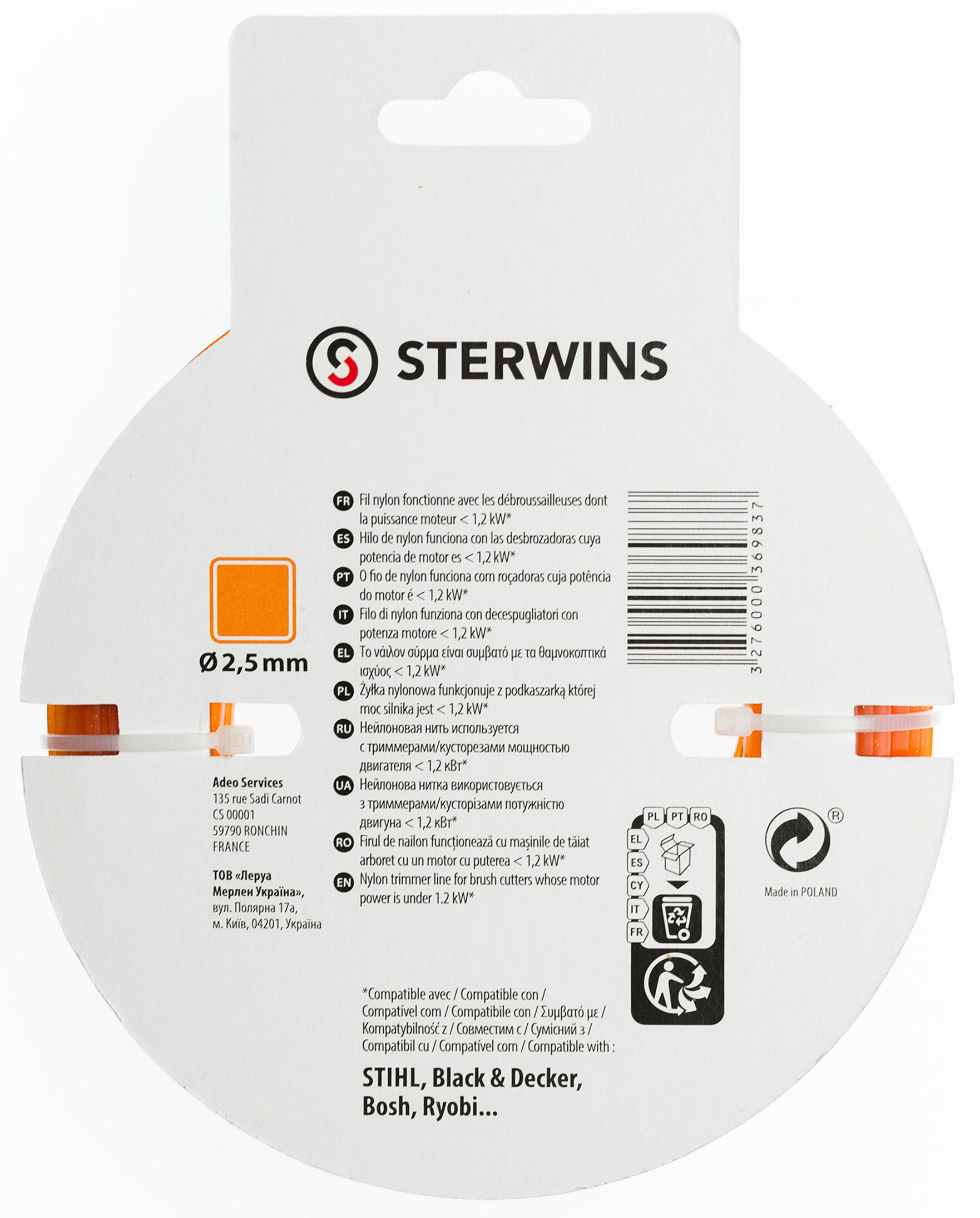 Żyłka tnąca S3ECN3_2 2.5 mm x 30 m Sterwins - 2