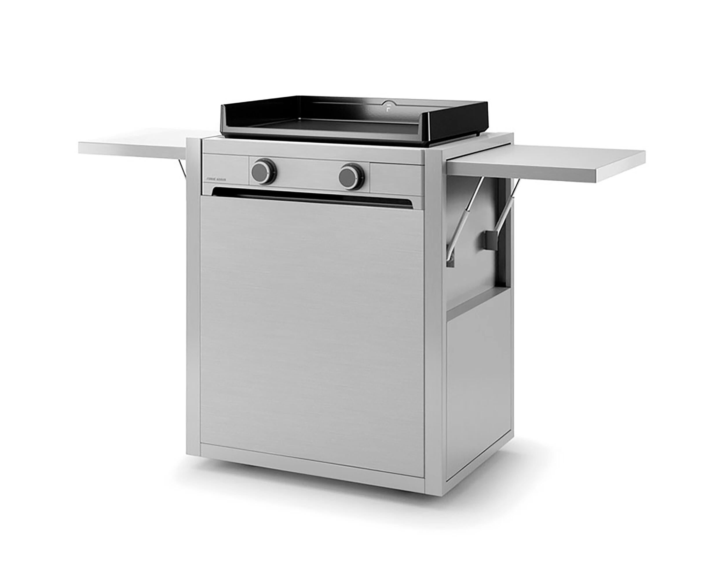 Plancha de gas forge adour modern 60 inox con carro de 2 quemadores y 5.3 kw de potencia recomendado para más de 10 personas