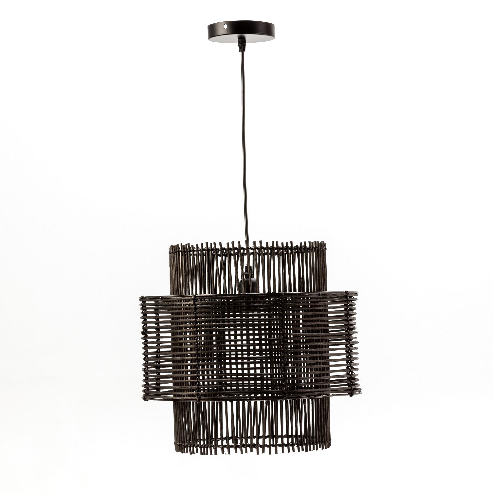 Lámpara de techo lua negra ratán 1 luz e27 40 cm diámetro