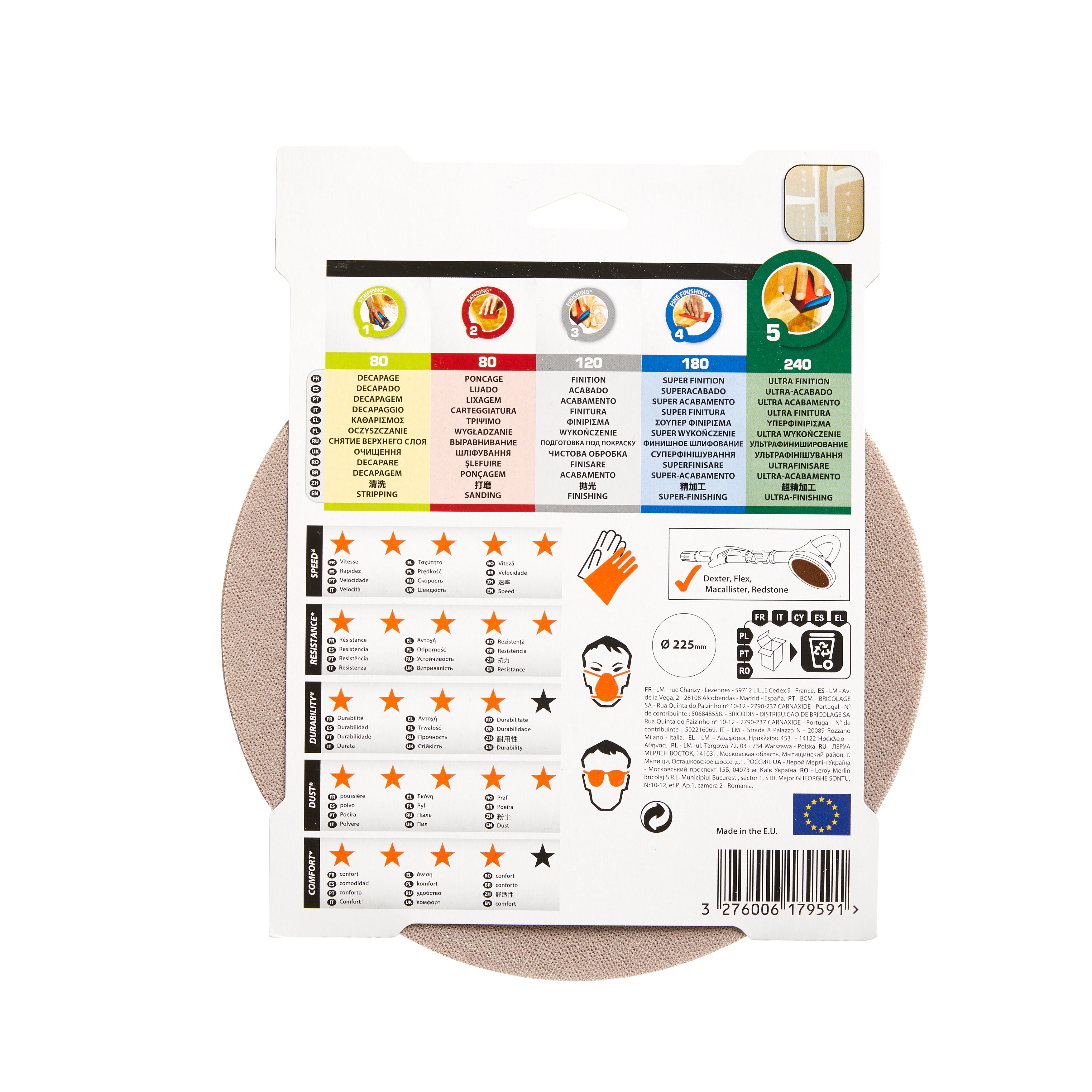 Lot de 3 disques abrasifs pour plâtre, DEXTER PRO, diam 225mm grain 240 - 4