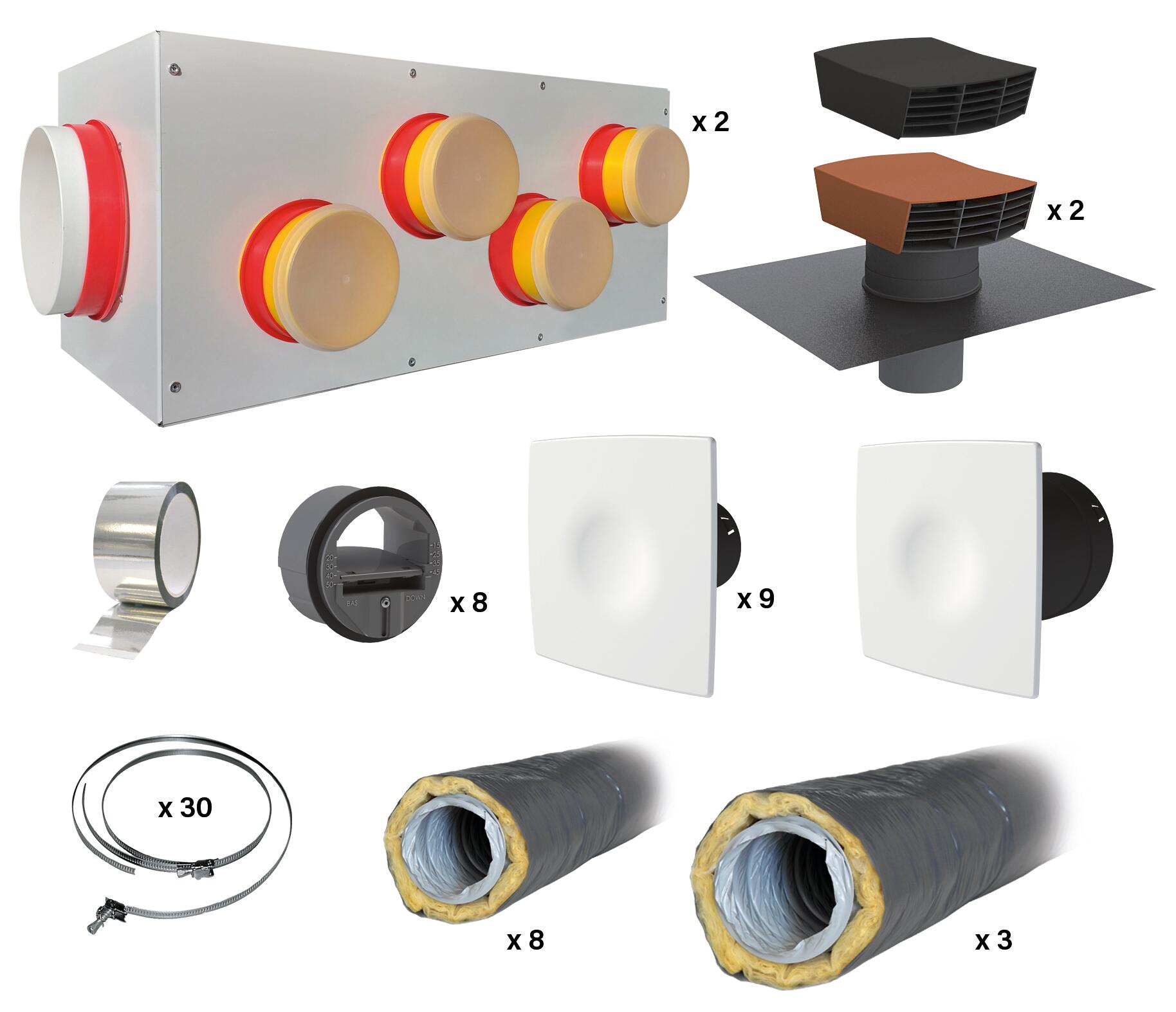 Kit accessoires pour vmc ou ventilateur métal AUTOGYRE twin air 90 n°2 ...