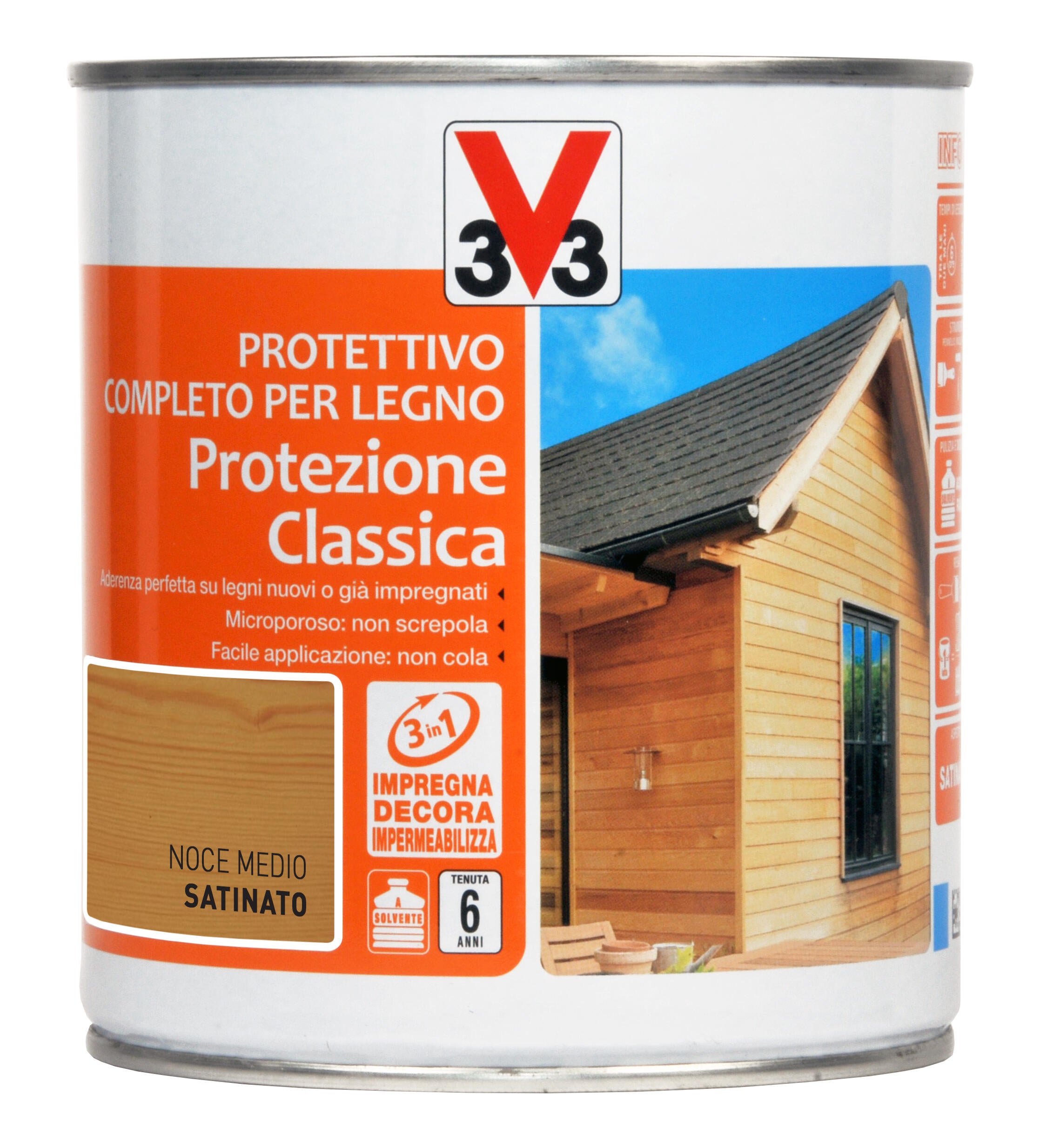 Impregnante Per Legno Da Esterno A Con Solvente V Protezione Classica Noce Medio Satinato