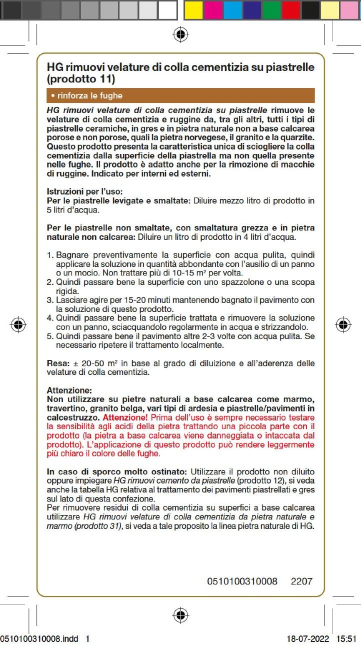 Prodotto per la manutenzione HG rimuovi velature colla e cemento 1 L - 3