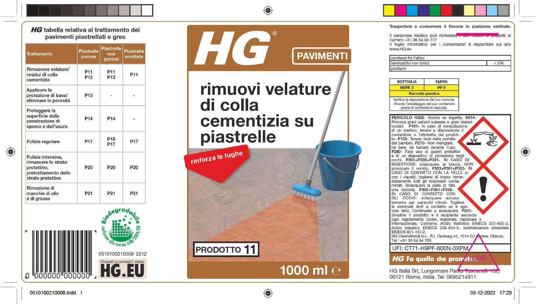 Prodotto per la manutenzione HG rimuovi velature colla e cemento 1 L - 2