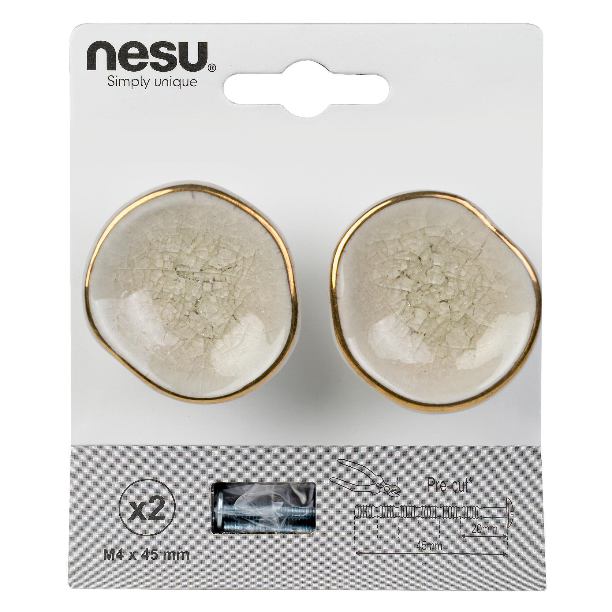 2 Puxadores para móvel Nesu cerâmica cristais bordo dourado 37mm - 5