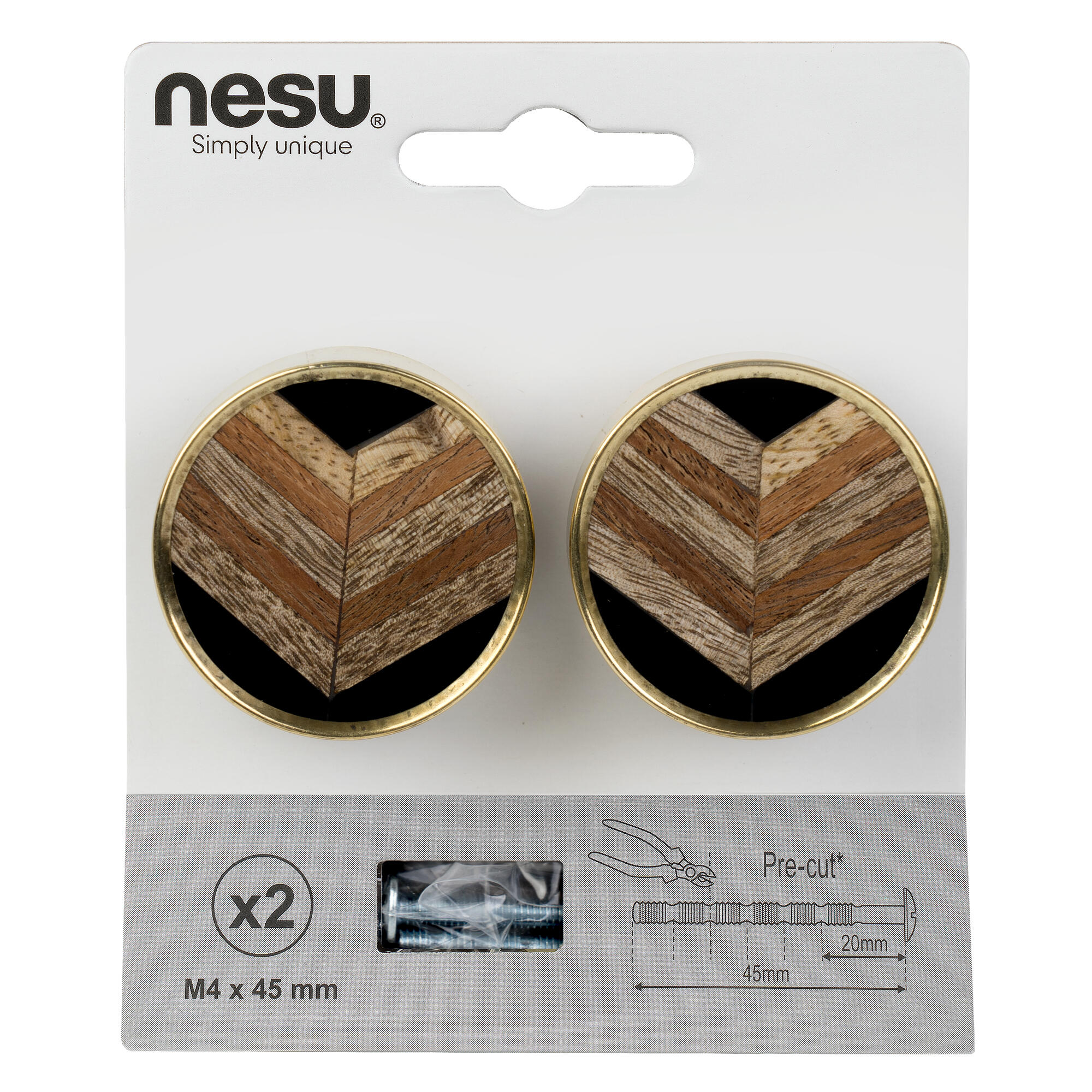 2 Puxadores para móvel Nesu latão espigas 37mm - 4