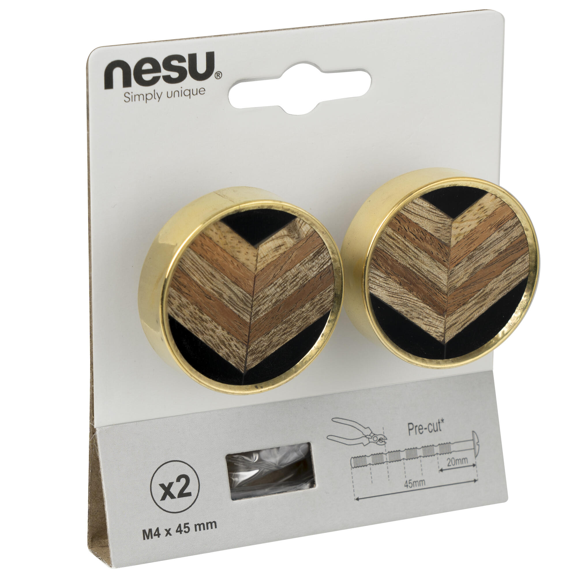 2 Puxadores para móvel Nesu latão espigas 37mm - 5