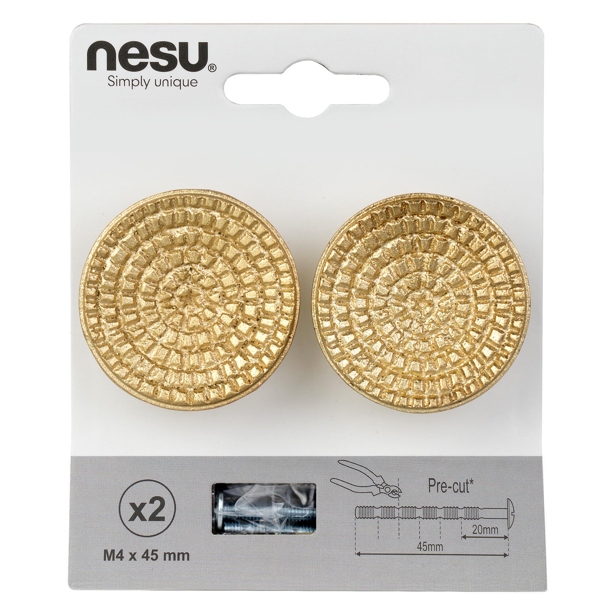 2 Puxadores para móvel Nesu plano latão 40mm - 5