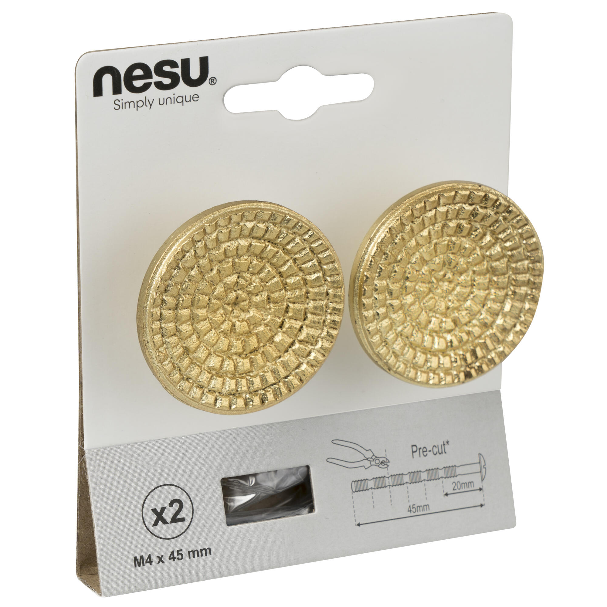 2 Puxadores para móvel Nesu plano latão 40mm - 6