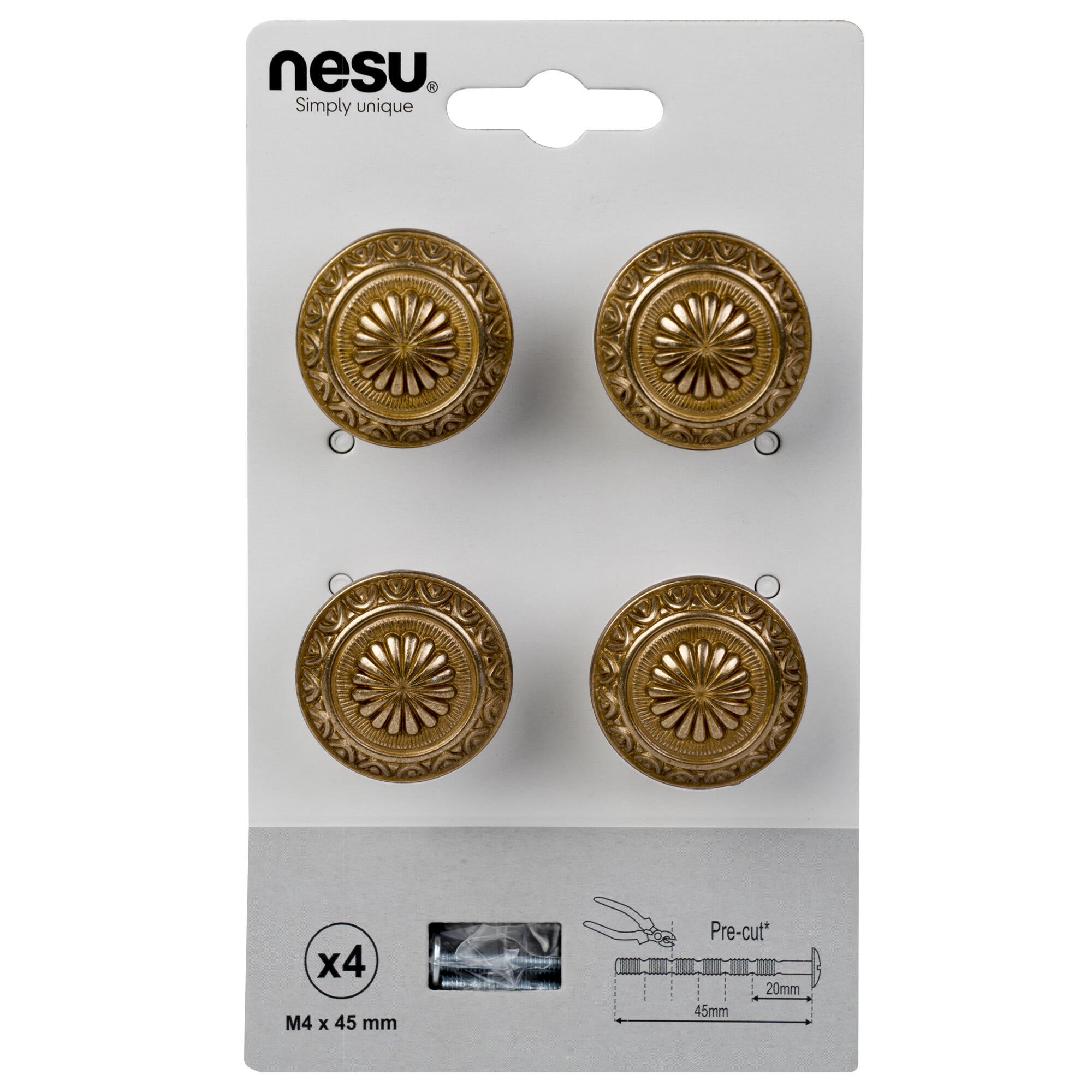 4 Puxadores para móvel Nesu ouro inca 34mm - 4