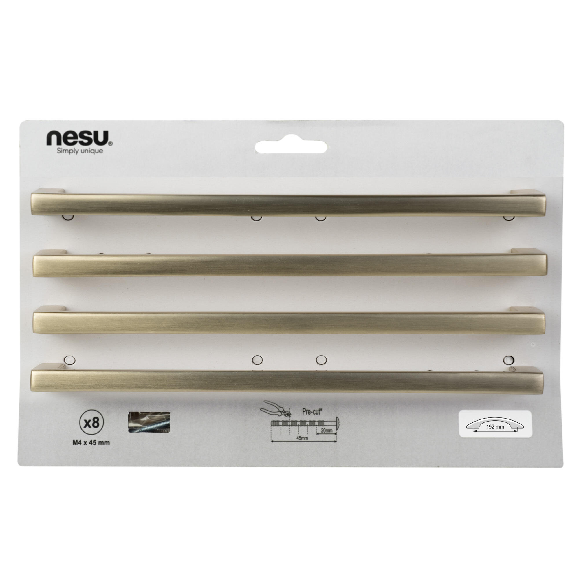 4 Puxadores para móvel Nesu mod latão acetinado 192mm - 5