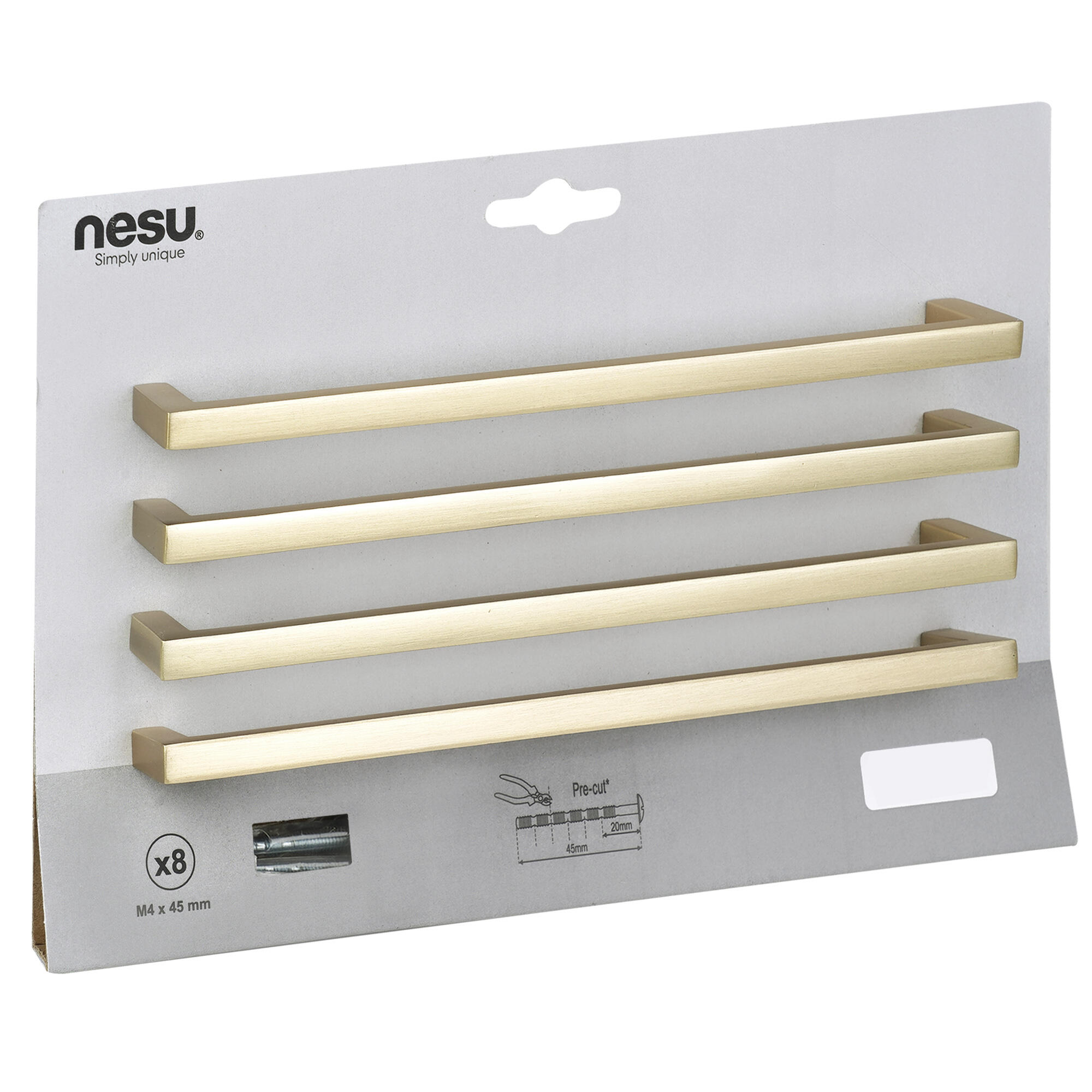 4 Puxadores para móvel Nesu mod latão acetinado 192mm - 6