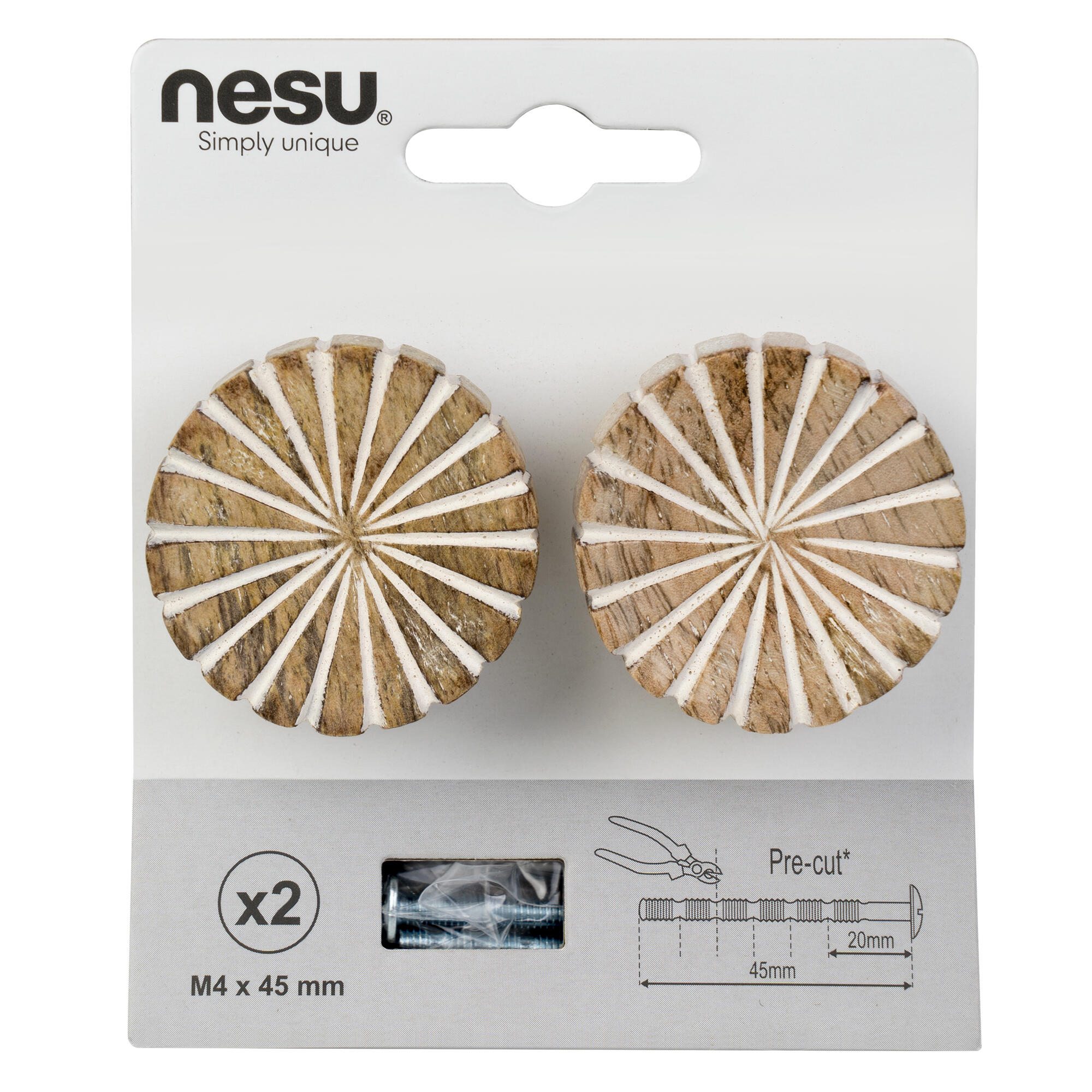 2 Puxadores para móvel Nesu mango branco desgastado 40mm - 5