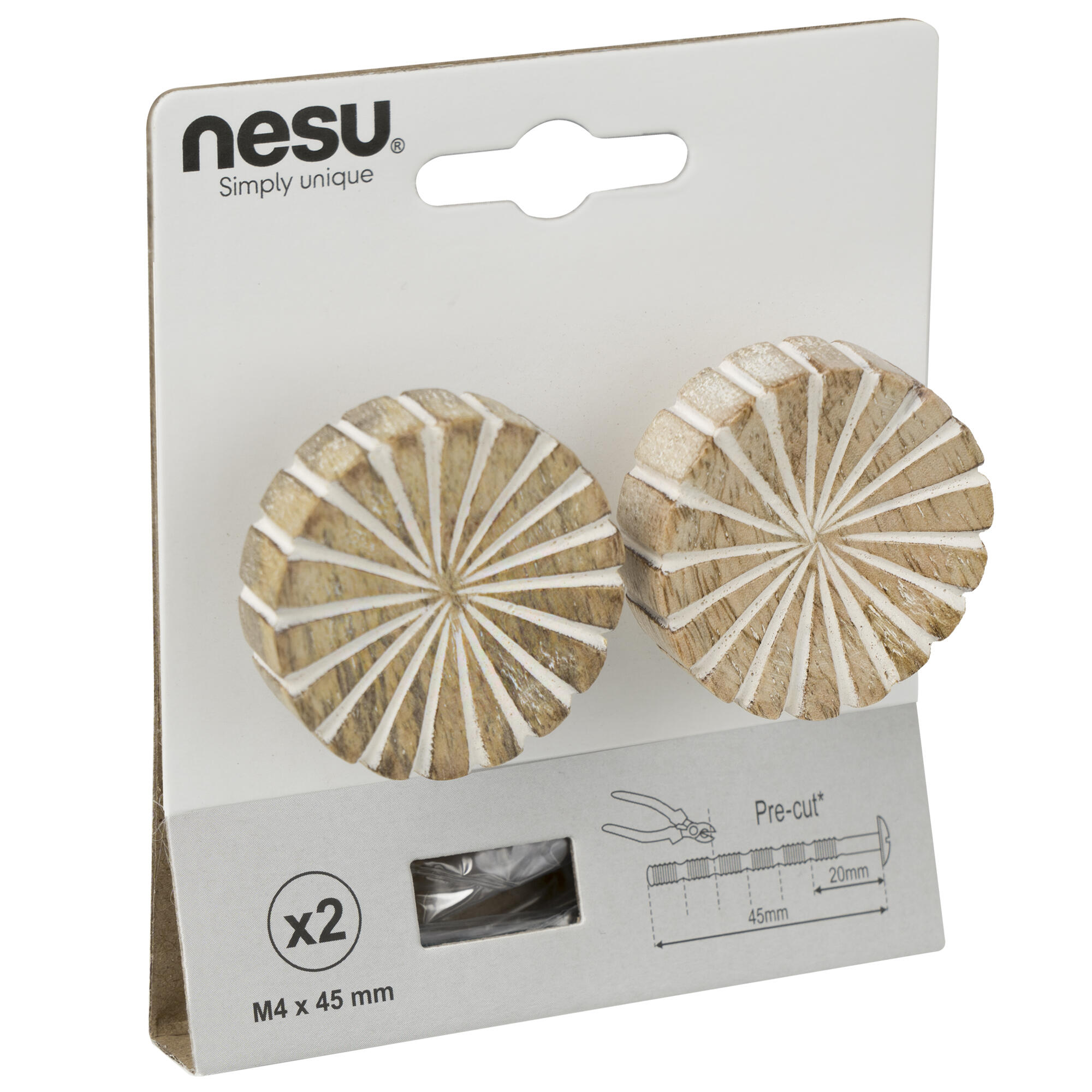 2 Puxadores para móvel Nesu mango branco desgastado 40mm - 6