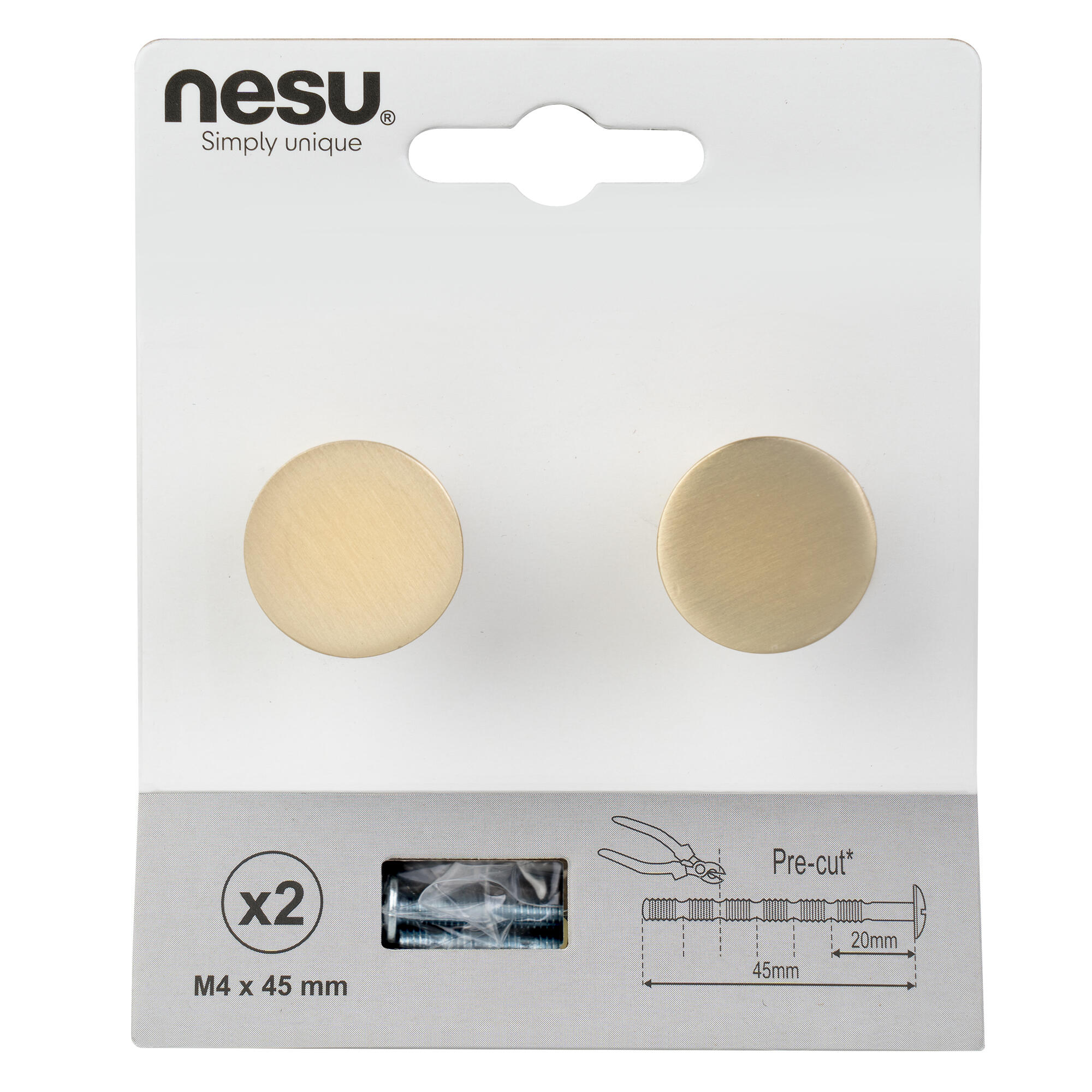2 Puxadores para móvel Nesu latão acetinado 25mm - 5