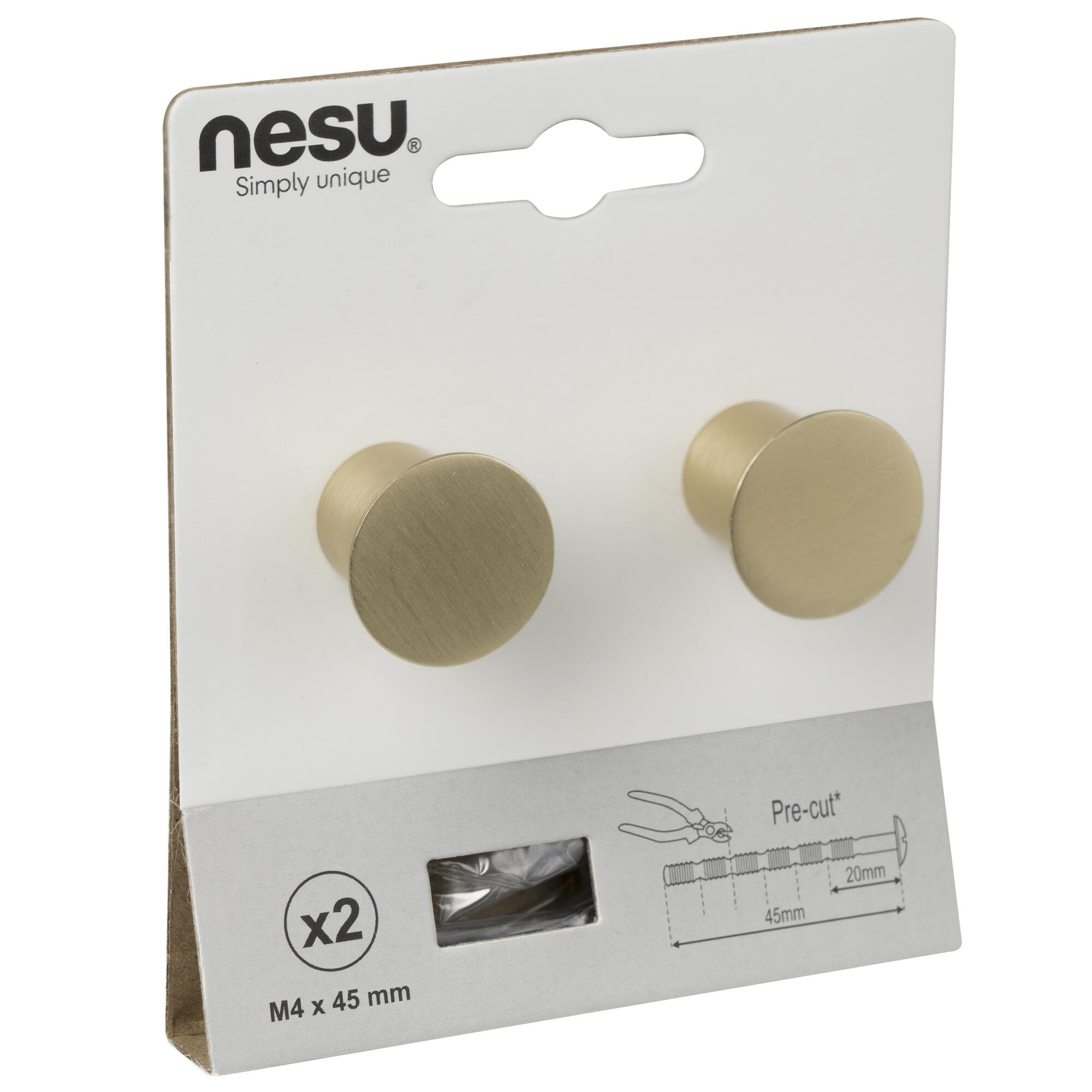 2 Puxadores para móvel Nesu latão acetinado 25mm - 6