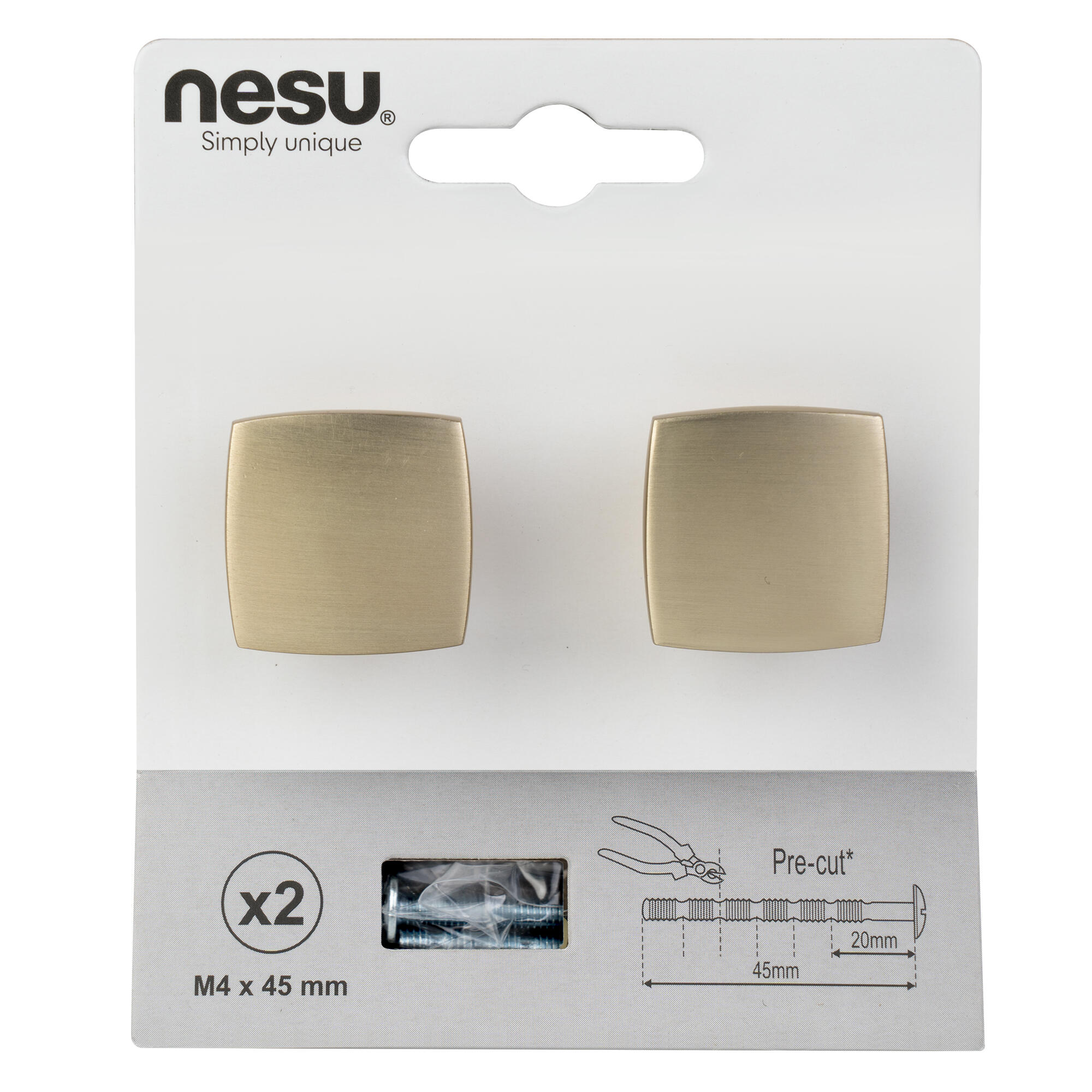 2 Puxadores para móvel Nesu latão acetinado 25x25mm - 5