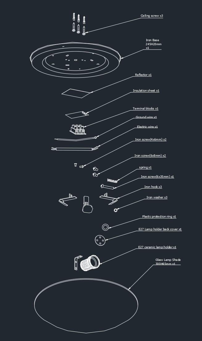 Plafonnier 1 x E27, verre, Island, INSPIRE D.30 cm - 9