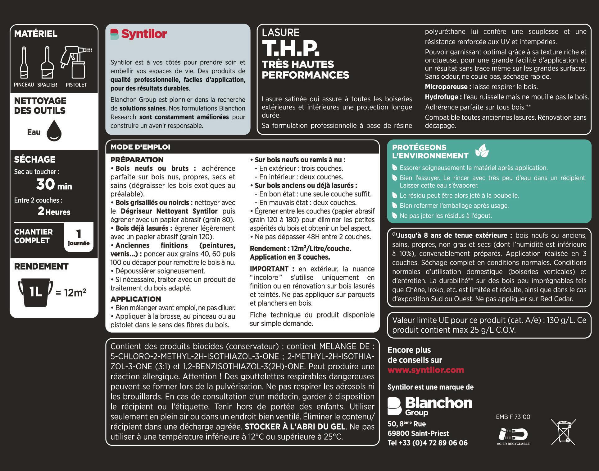 Lasure SYNTILOR Thp 8 ans chêne moyen satiné 5L+20% gratuit - 5