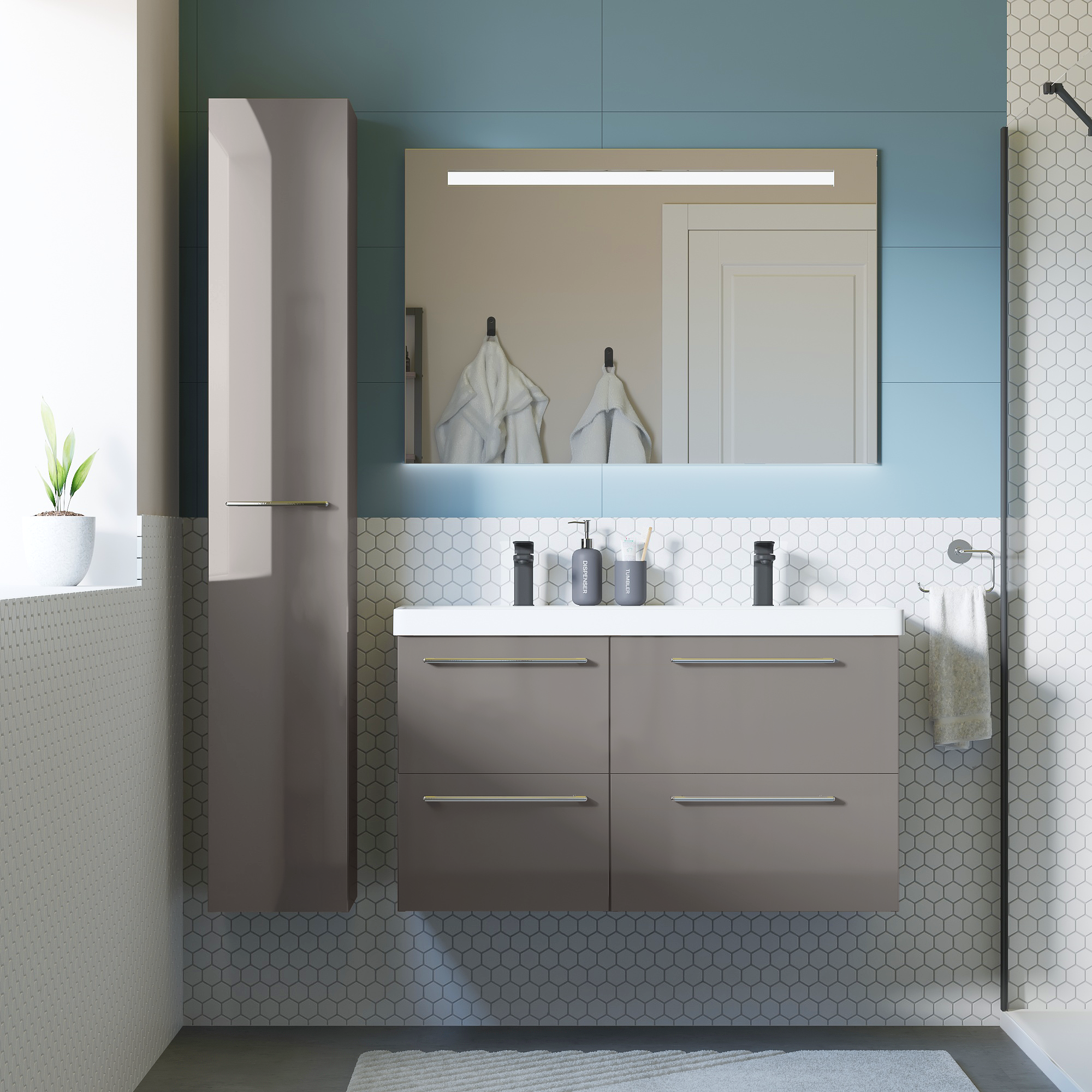 Lavabo a incasso rettangolare vasca centrale Remix L 106 x H 16.5 x P 49.7 cm in ceramica bianco lucido - 3