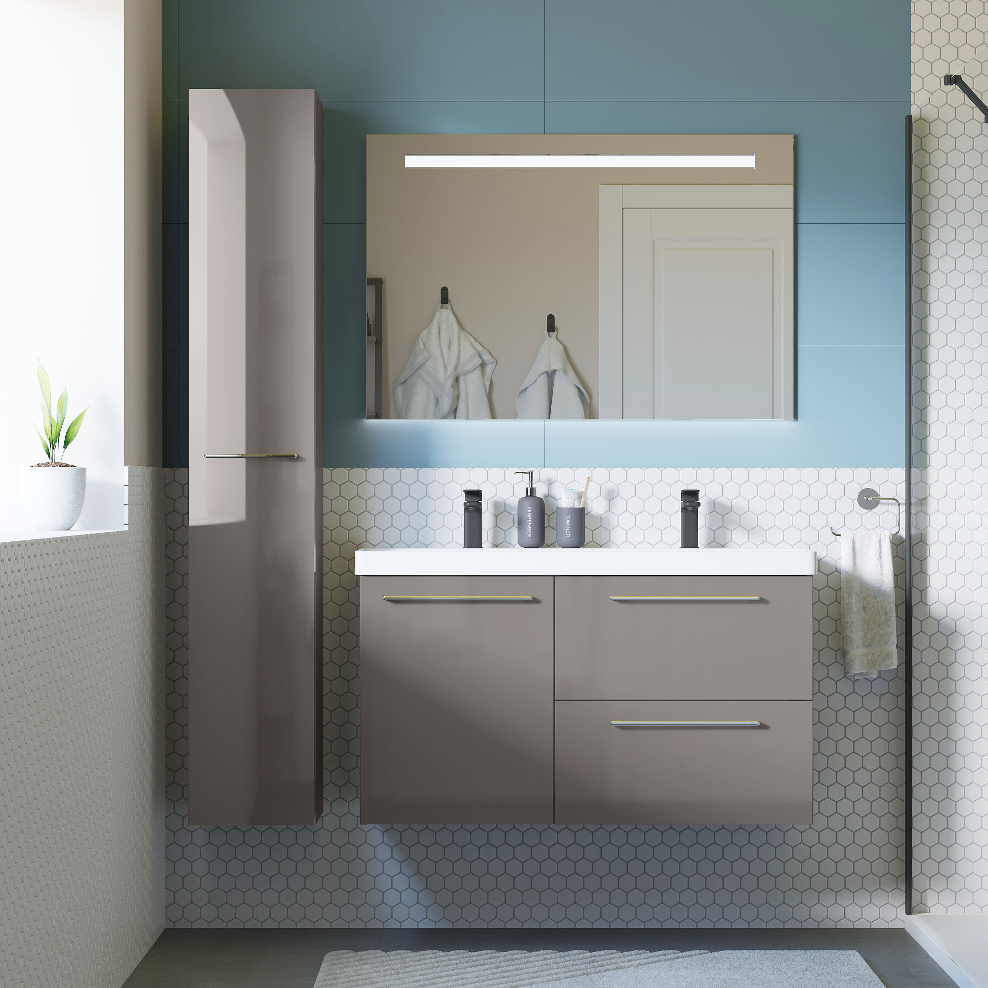 colonna bagno Remix grigio granito L30 x H173 x P33 cm - 4