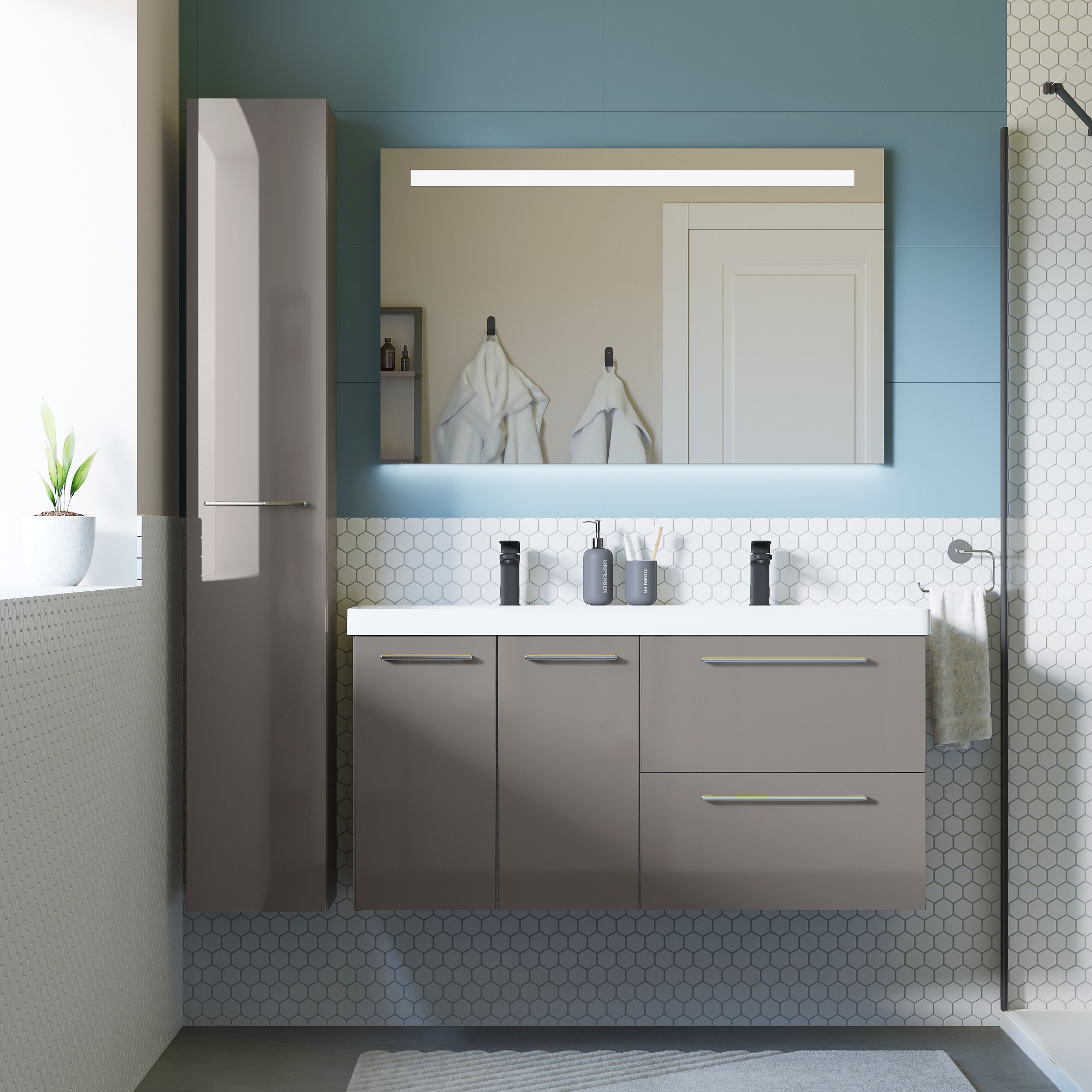 colonna bagno Remix grigio granito L30 x H173 x P33 cm - 3
