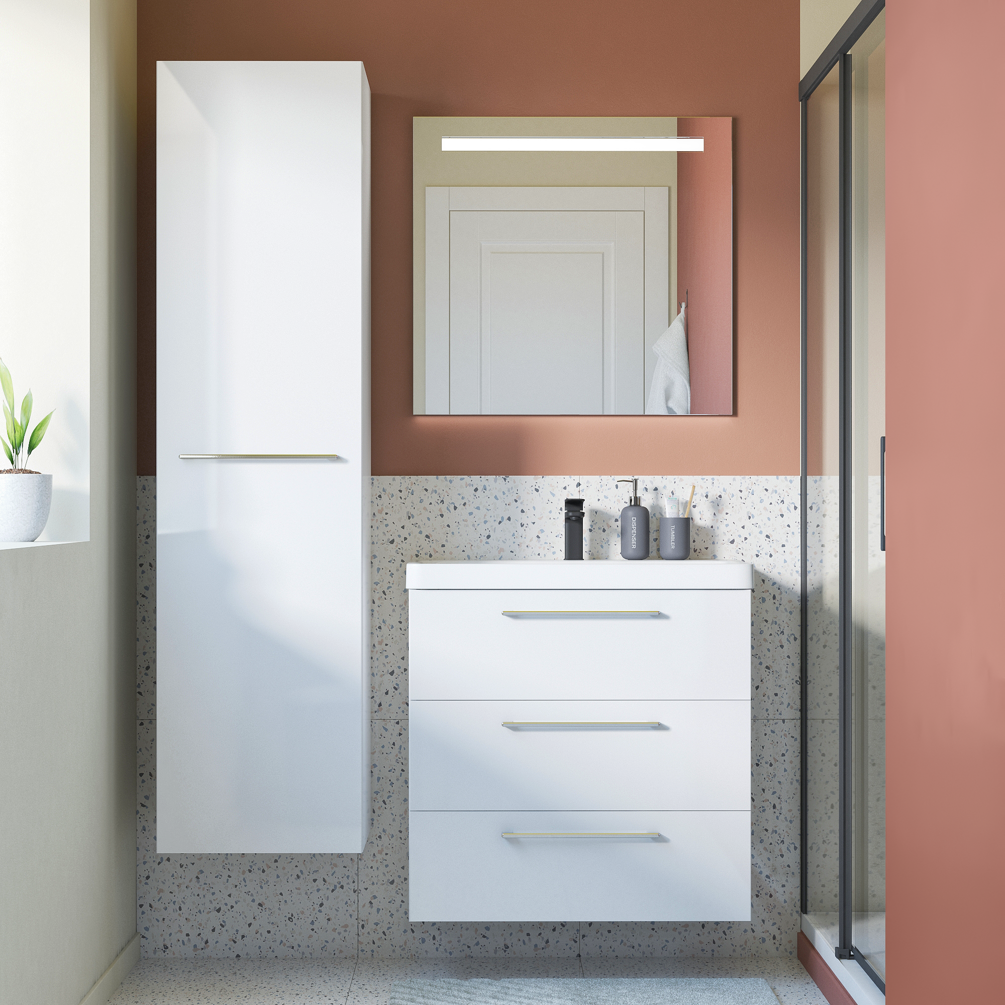 Colonne, l.45 x H.172.9 x P.46cm, Blanc-Blanc 0, Remix - 2