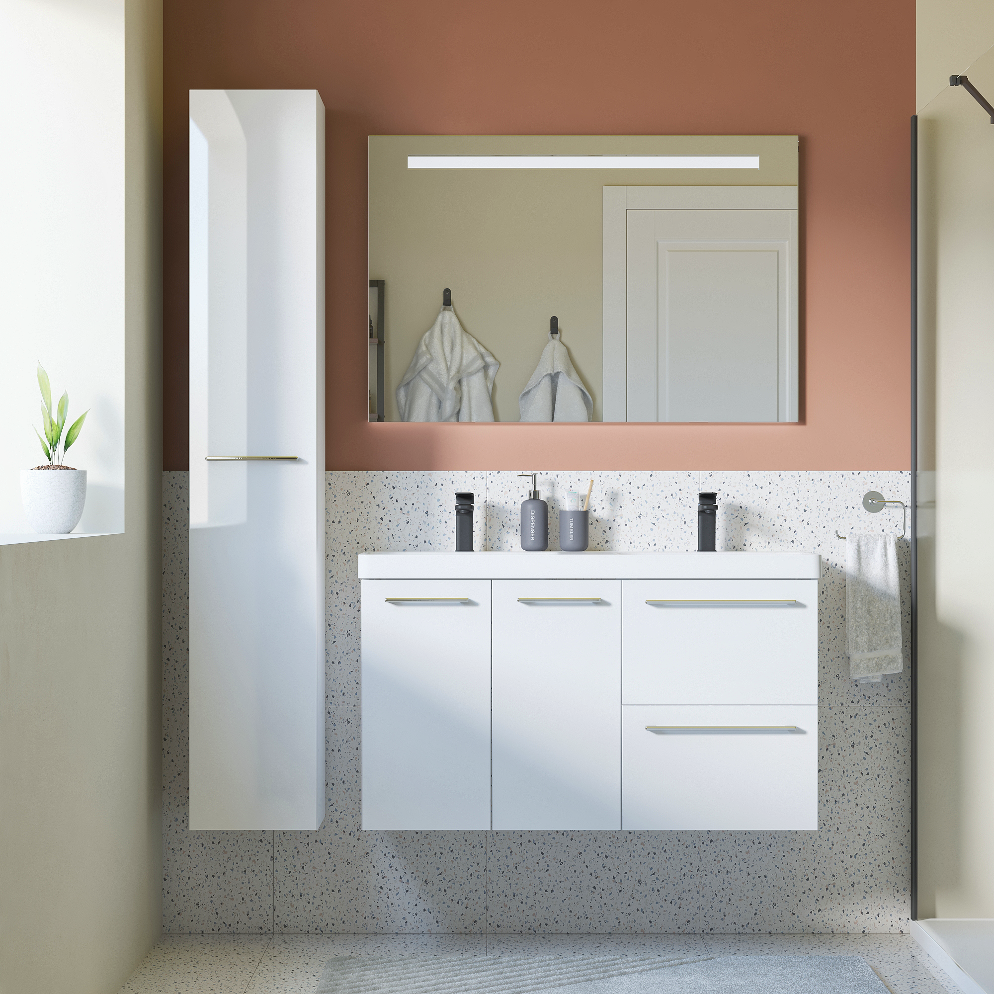 Drzwi do mebli łazienkowych do słupka Remix białe 30 x 173 Sensea - 11