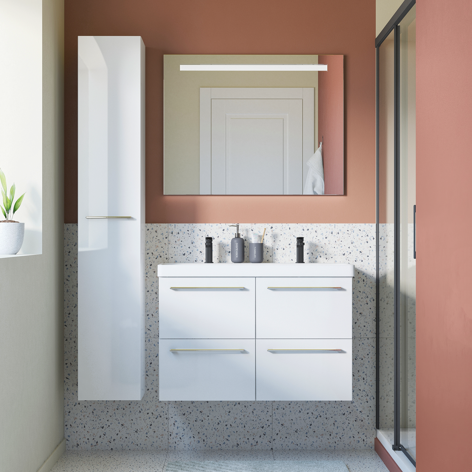 Drzwi do mebli łazienkowych do słupka Remix białe 30 x 173 Sensea - 10