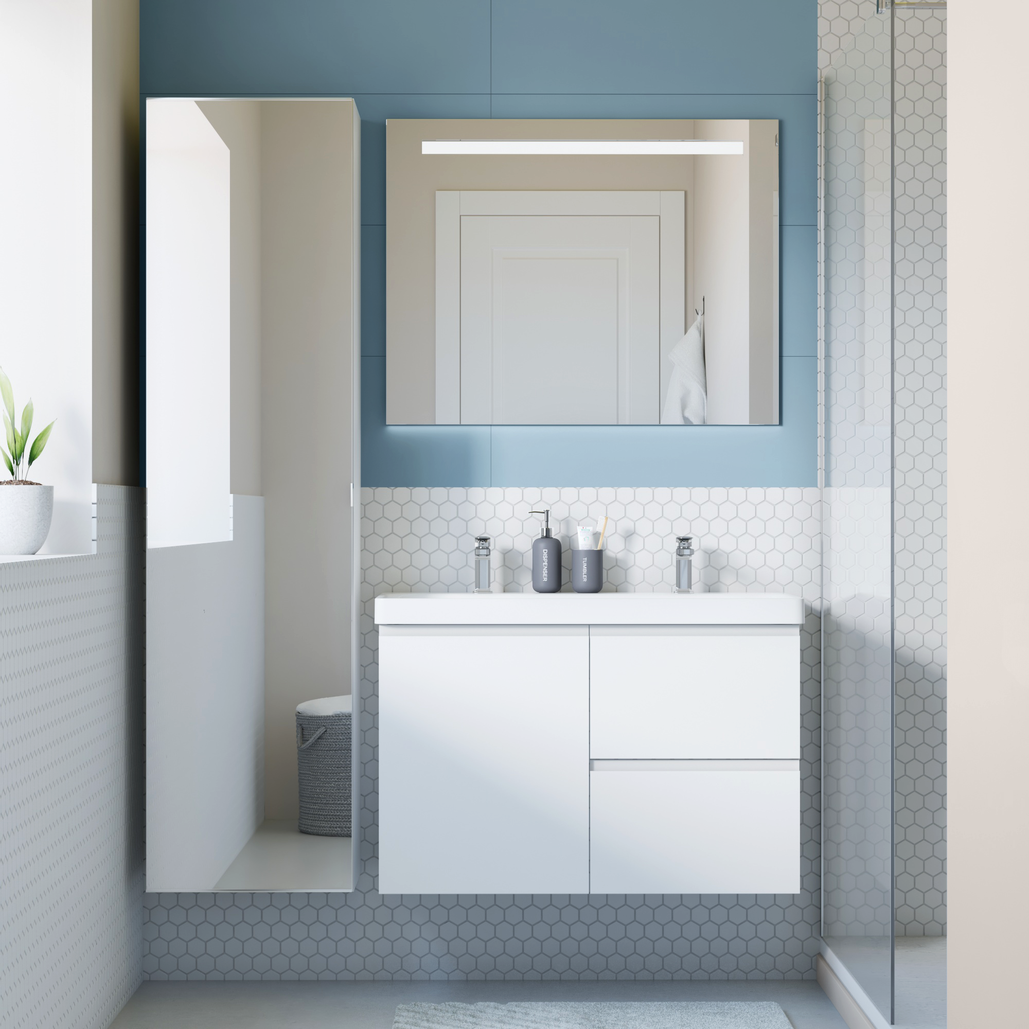 Lavabo a incasso rettangolare vasca centrale Remix L 91 x H 16.5 x P 49.7 cm in ceramica bianco satinato - 4