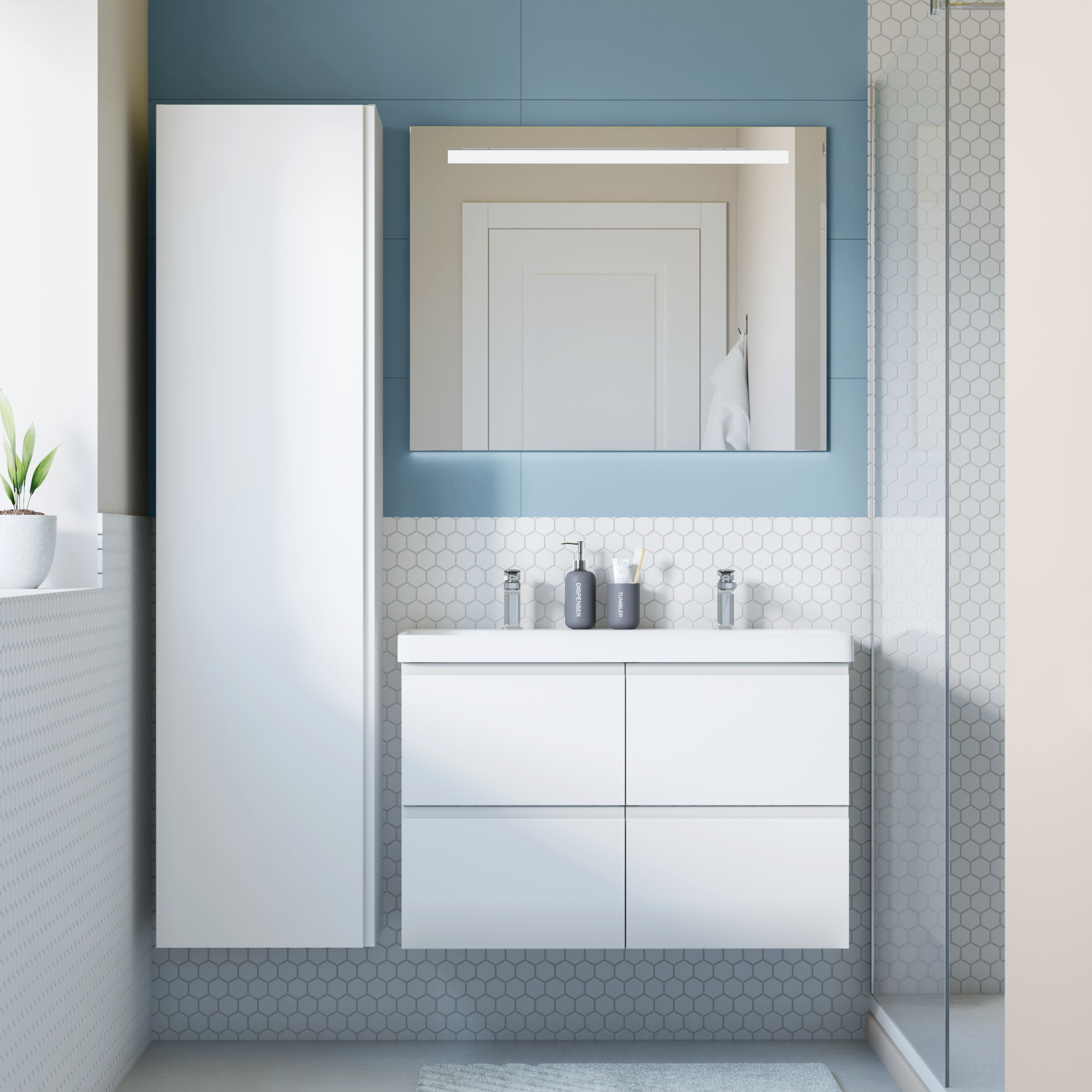 Extension pour meuble sous-vasque l.45 x H.57.7 x P.46 cm, blanc, Remix - 4