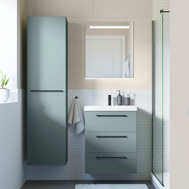 Meuble vasque 3t l.60 x H.73 x P.46cm vert celadon Remix
