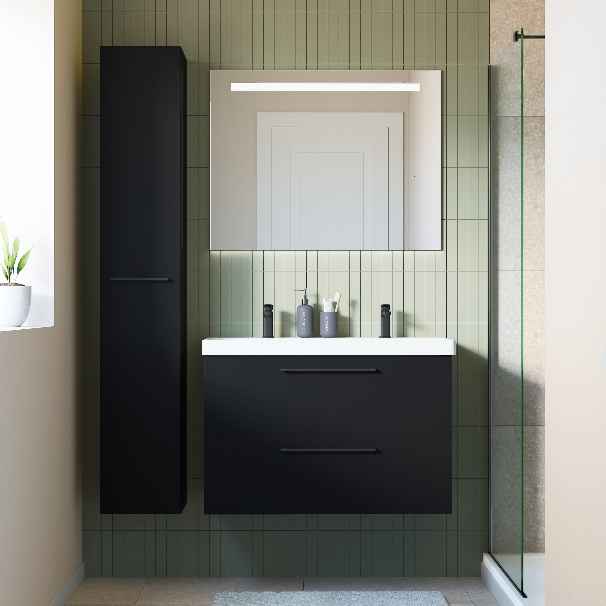 Porte noir mat l.30 x H.172.9 cm Remix - 3