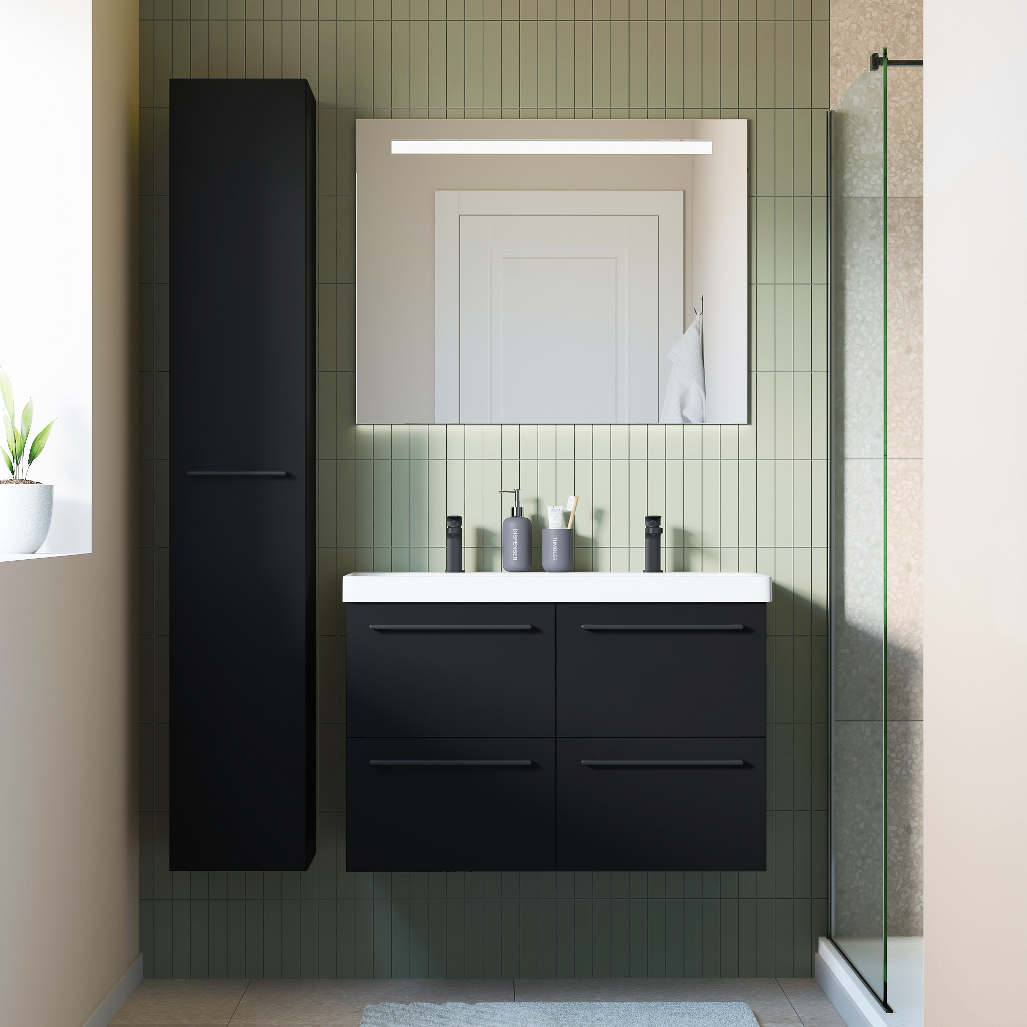 Porte noir mat l.30 x H.172.9 cm Remix - 2