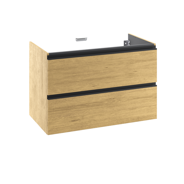 Mobile da bagno sospeso sotto lavabo L 90 x H 58 x P 48.1 cm rovere chiaro laccato opaco, 2 cassetti SENSEA Studio